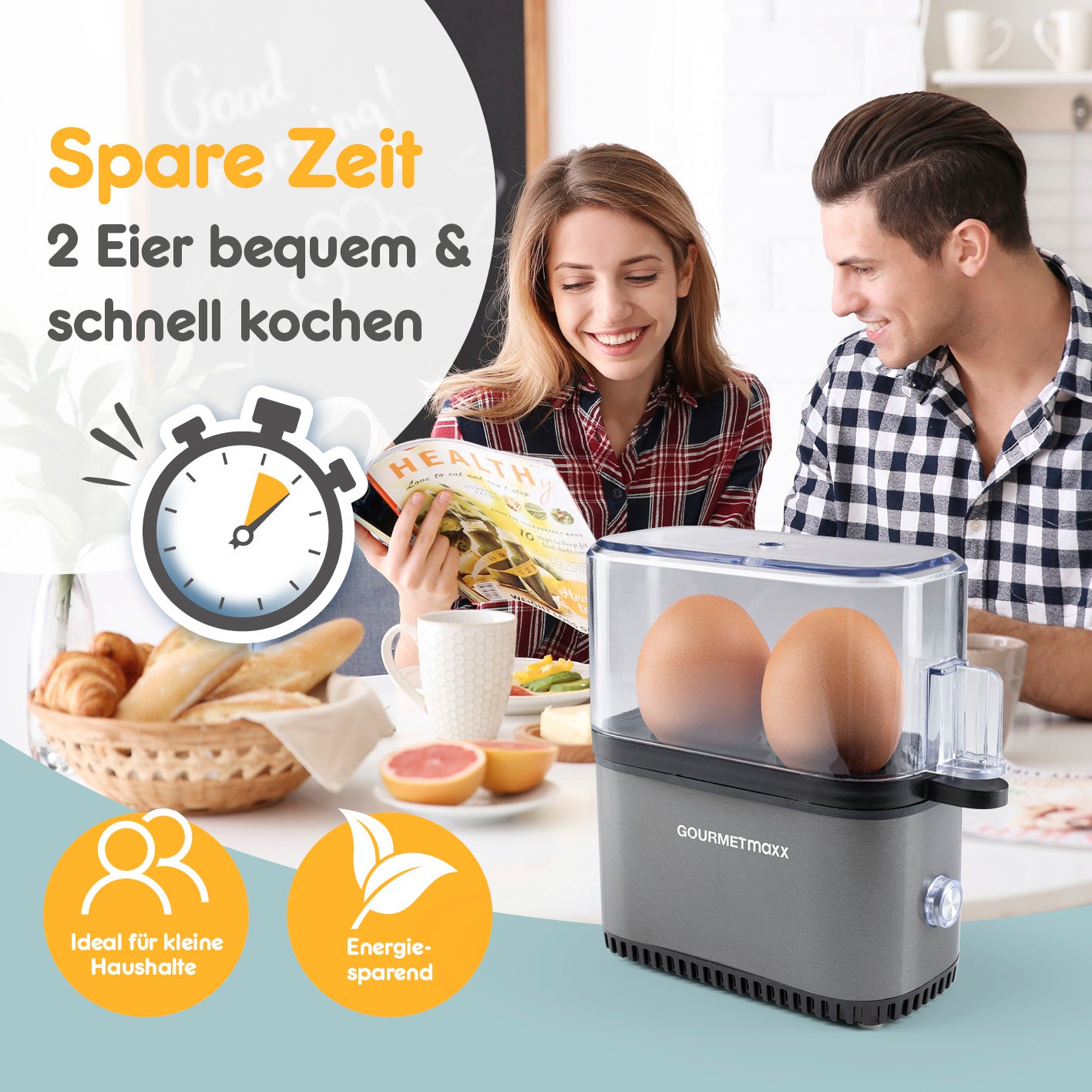 Design-Eierkocher 2 Eier - Anthrazit