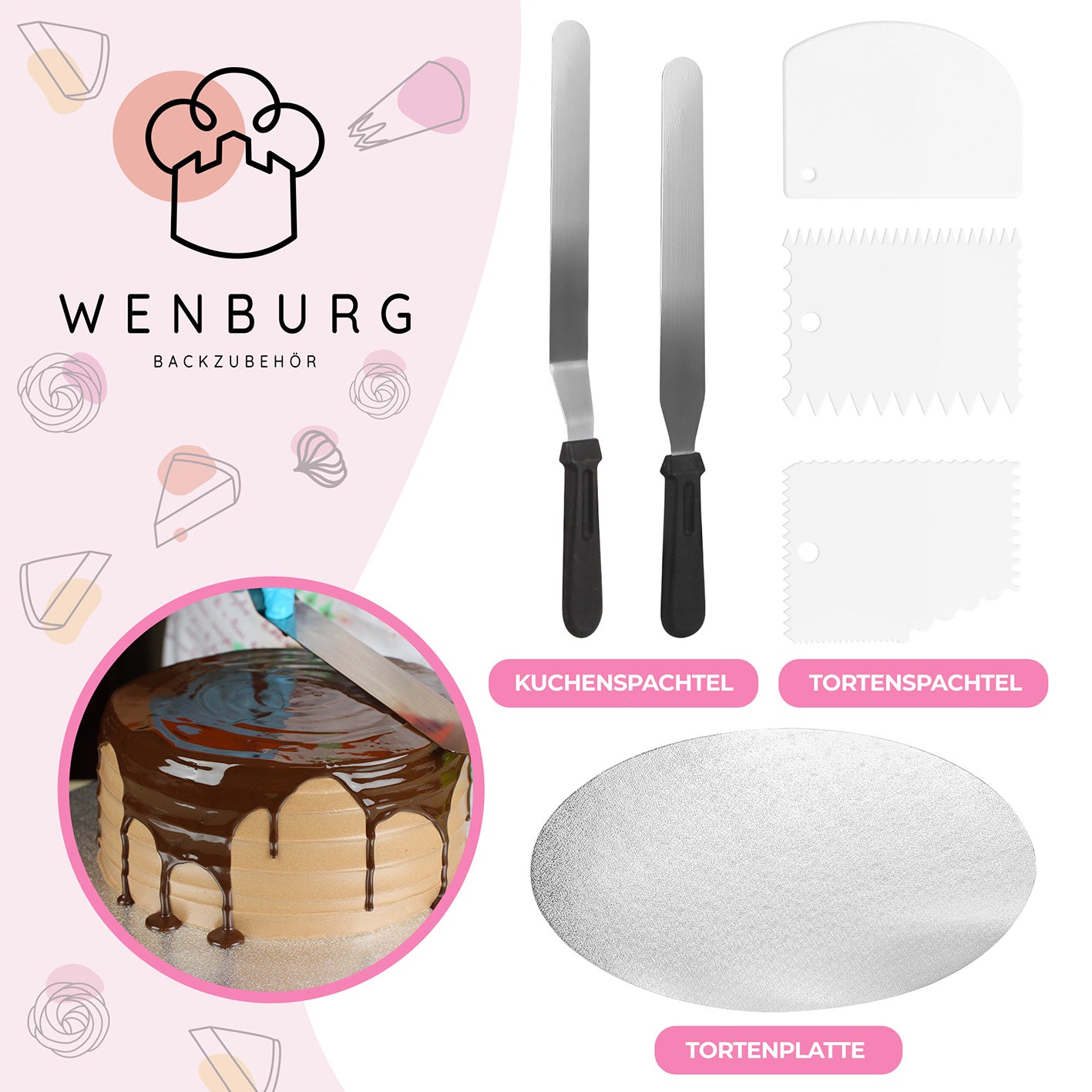Tortendeko-Set mit drehbarer Tortenplatte