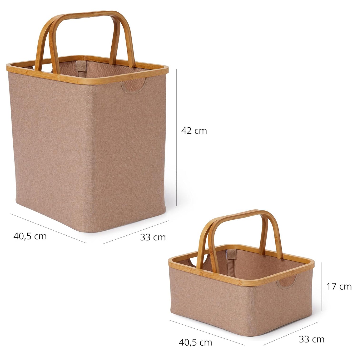 Bambus-Rahmen-Aufbewahrungskorb - 2er-Set - Taupe