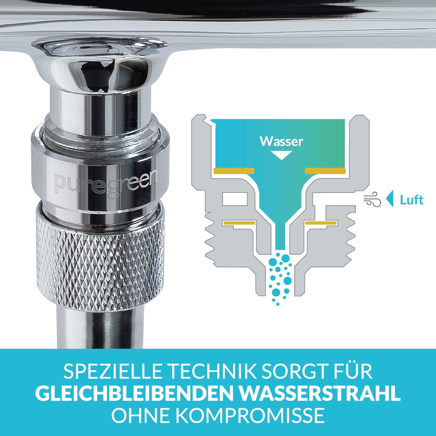 Wassersparer für die Dusche - Spart bis zu 50 % Wasser - chromfarben
