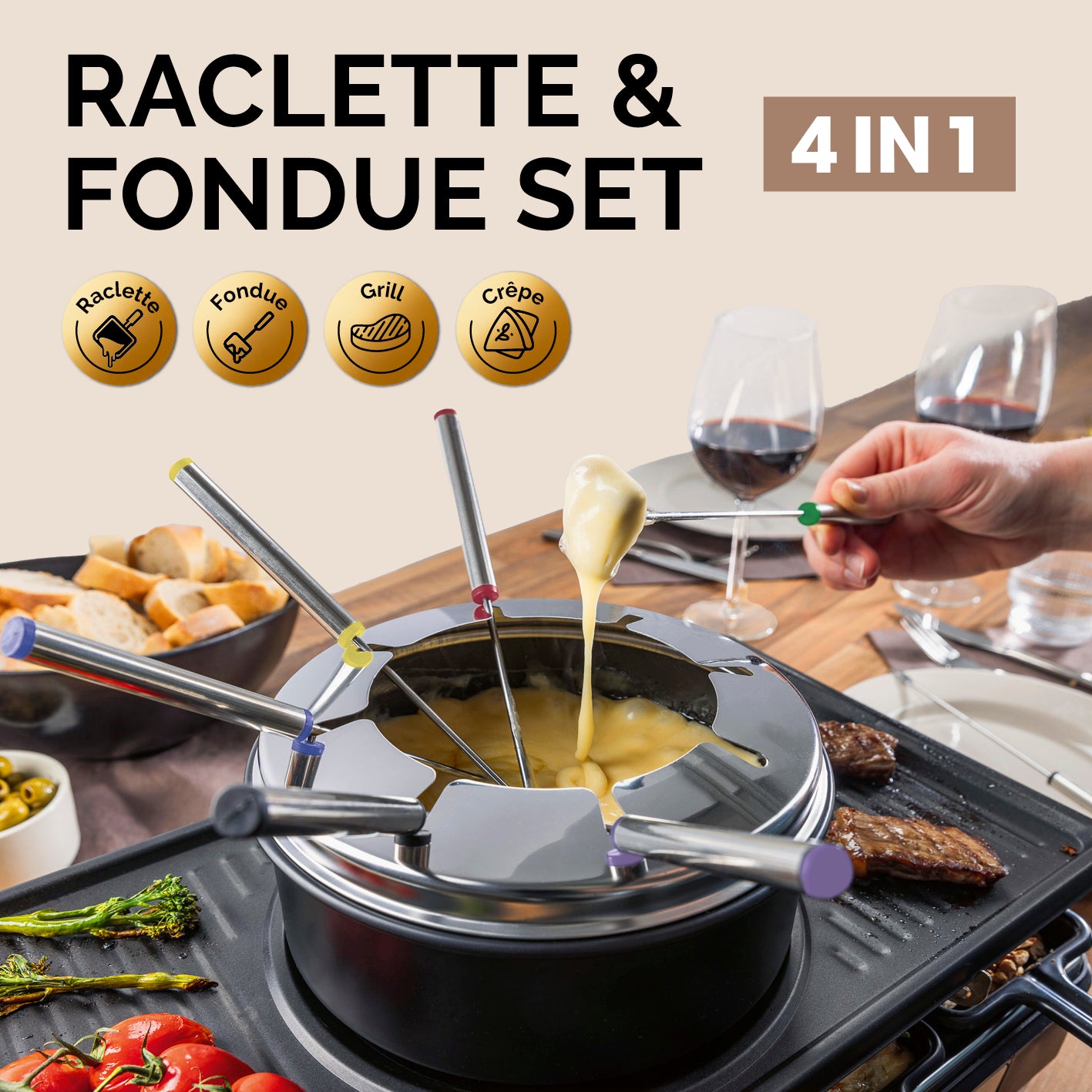 Raclette- und Fondue-Set - 8 Personen