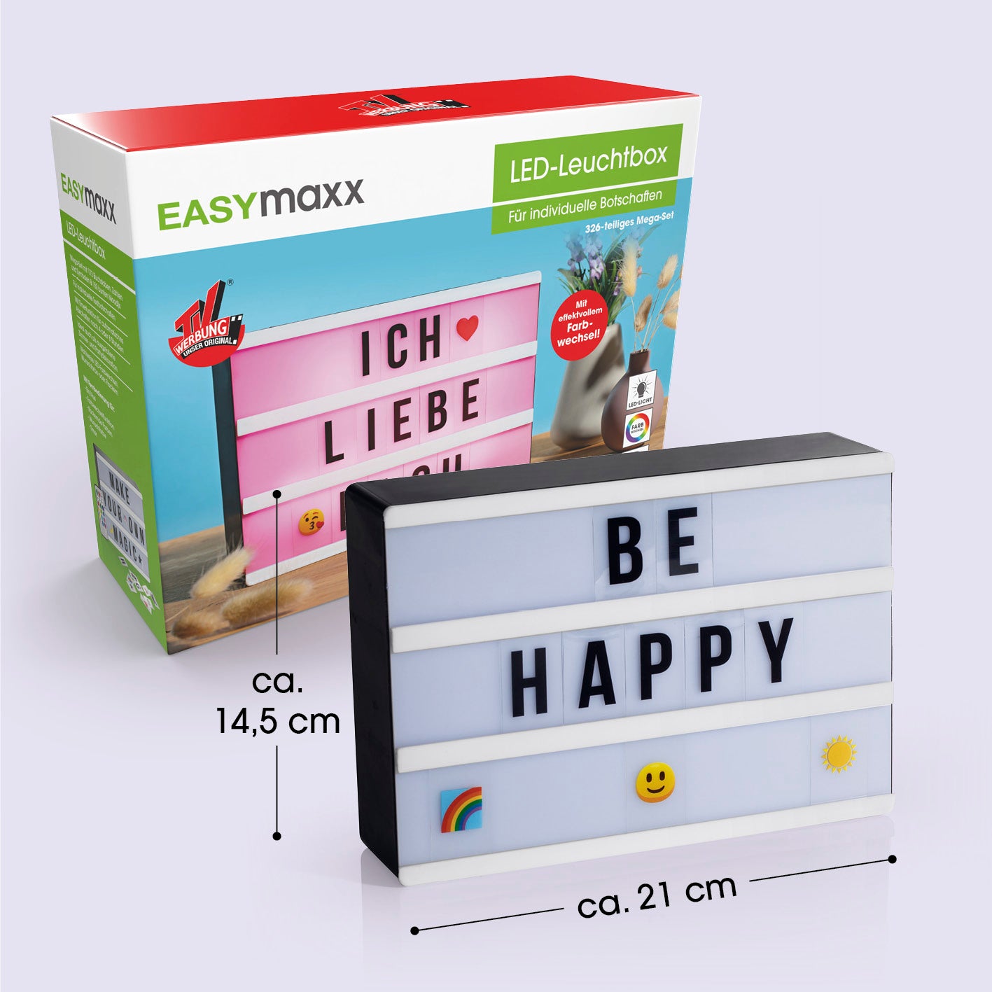 LED-Leuchtkasten A5 - 173 Buchstaben & 150 Emojis