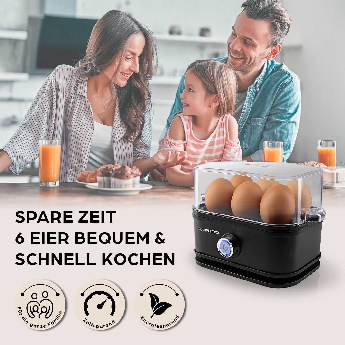 Design-Eierkocher 6 Eier - Schwarz