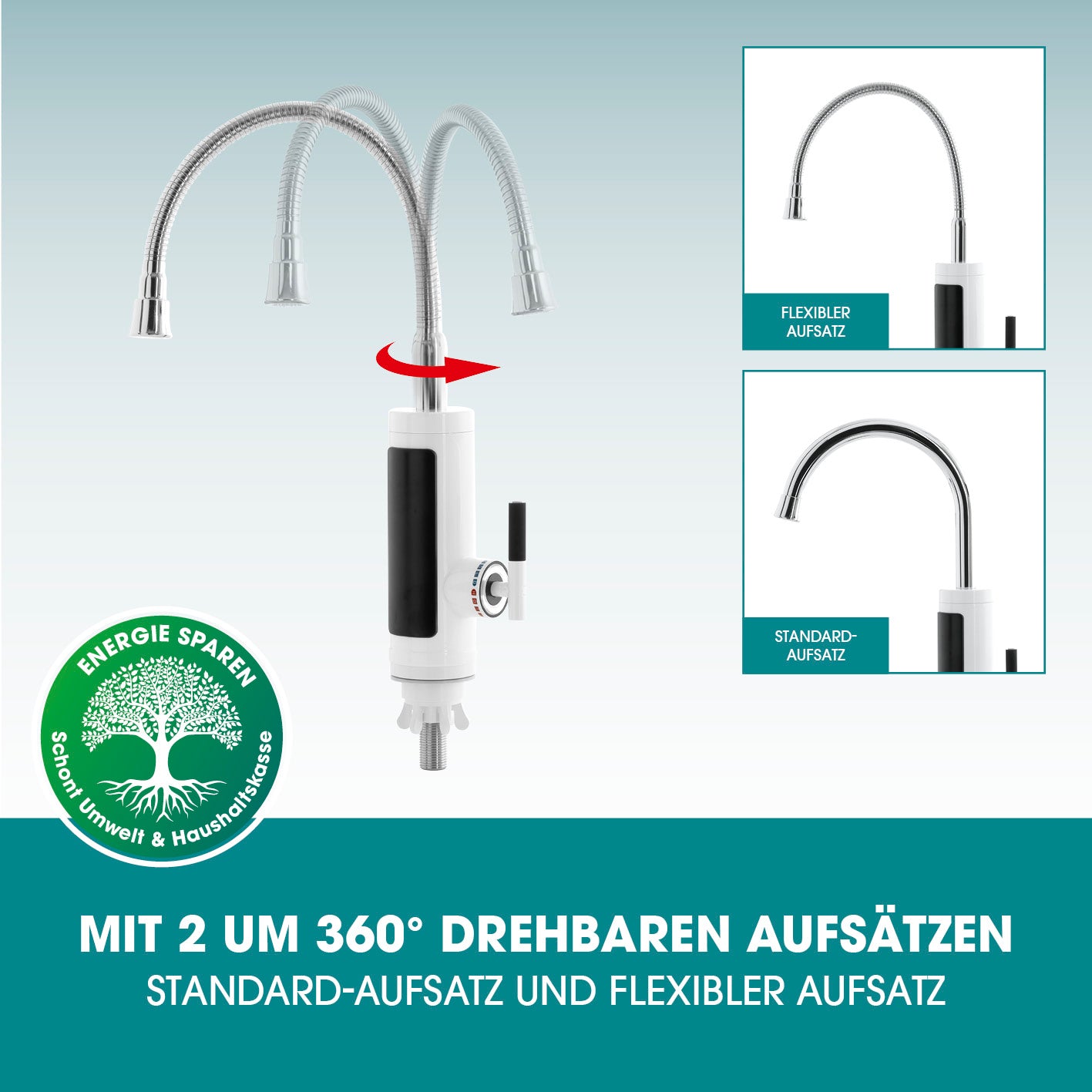 Warm- & Kaltwasserarmatur mit Durchlauferhitzer