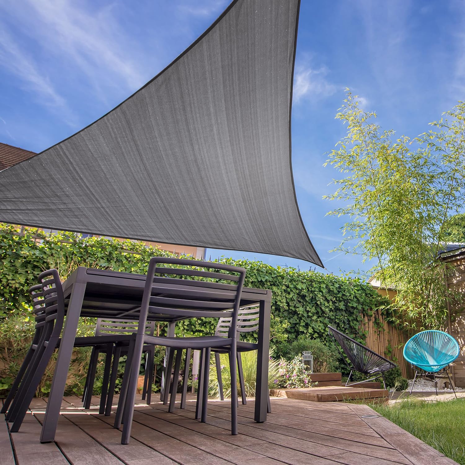 Sonnensegel 100% HDPE mit Stabilisator für UV-Schutz - Rechteck 2 x 4 Meter - Grau/Weiß