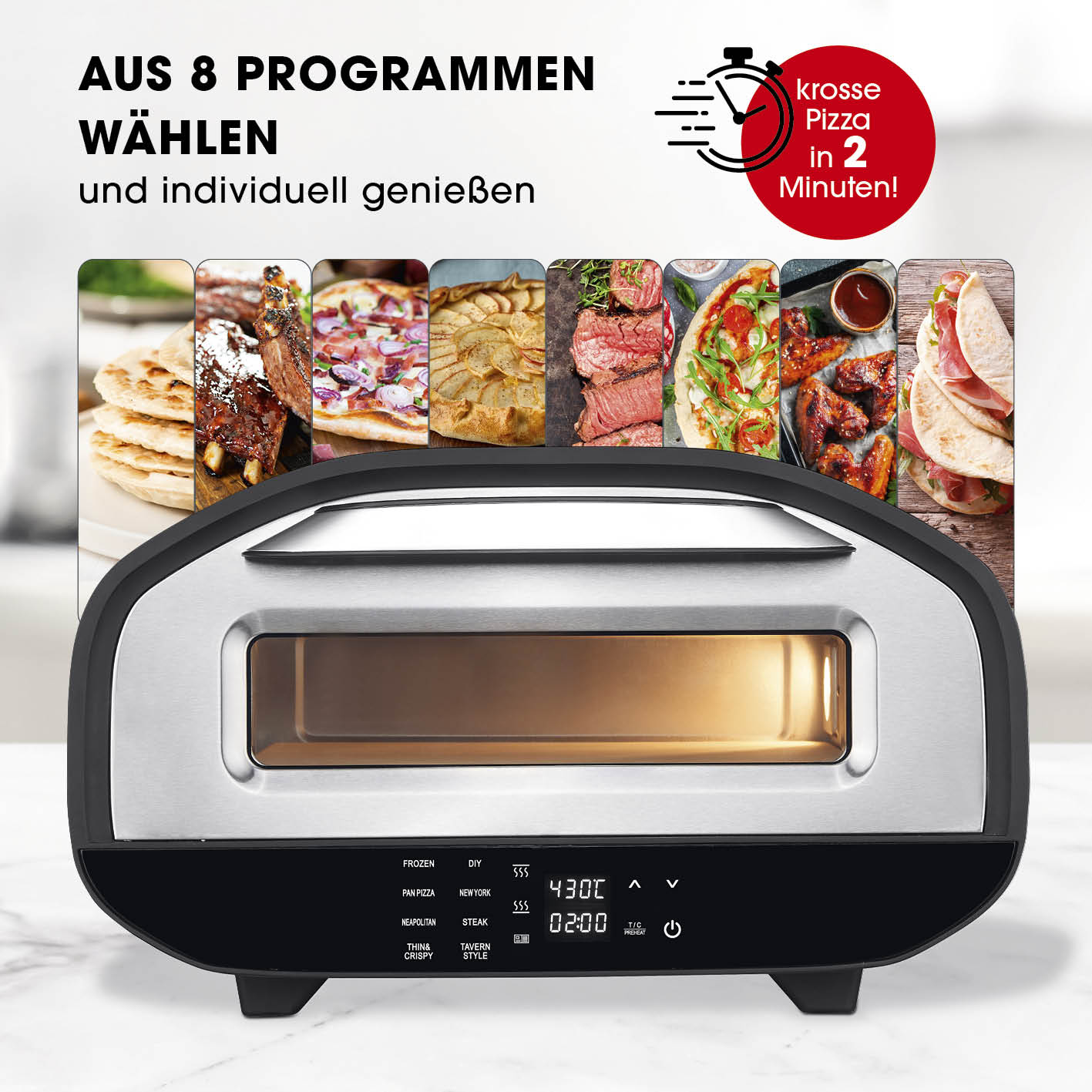 Elektro-Pizzaofen mit Pizzaheber