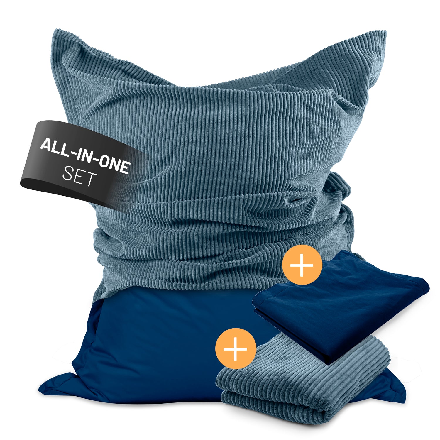 Sitzsack Classic XXL All-in-One Set - 380 L - 140 x 180 cm - Navyblau