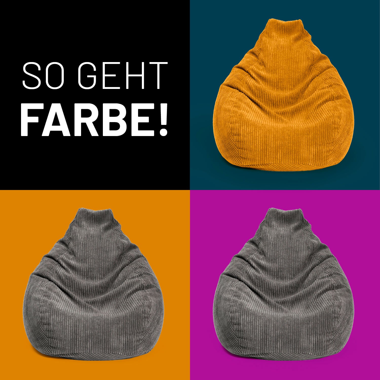 Sitzsack GIANT aus der Cord-Reihe - Senfgelb
