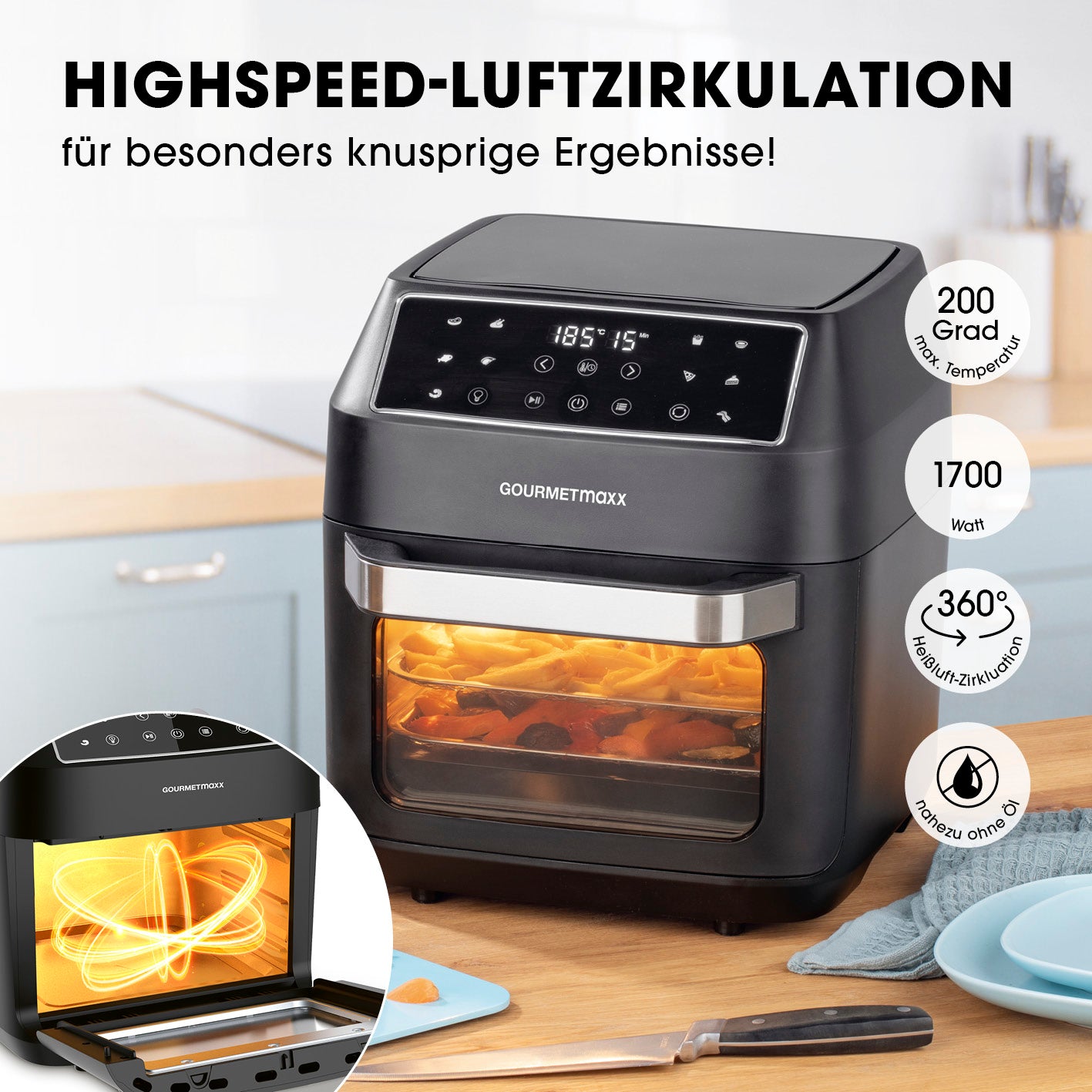 Digitale Heißluftfritteuse - 12 l