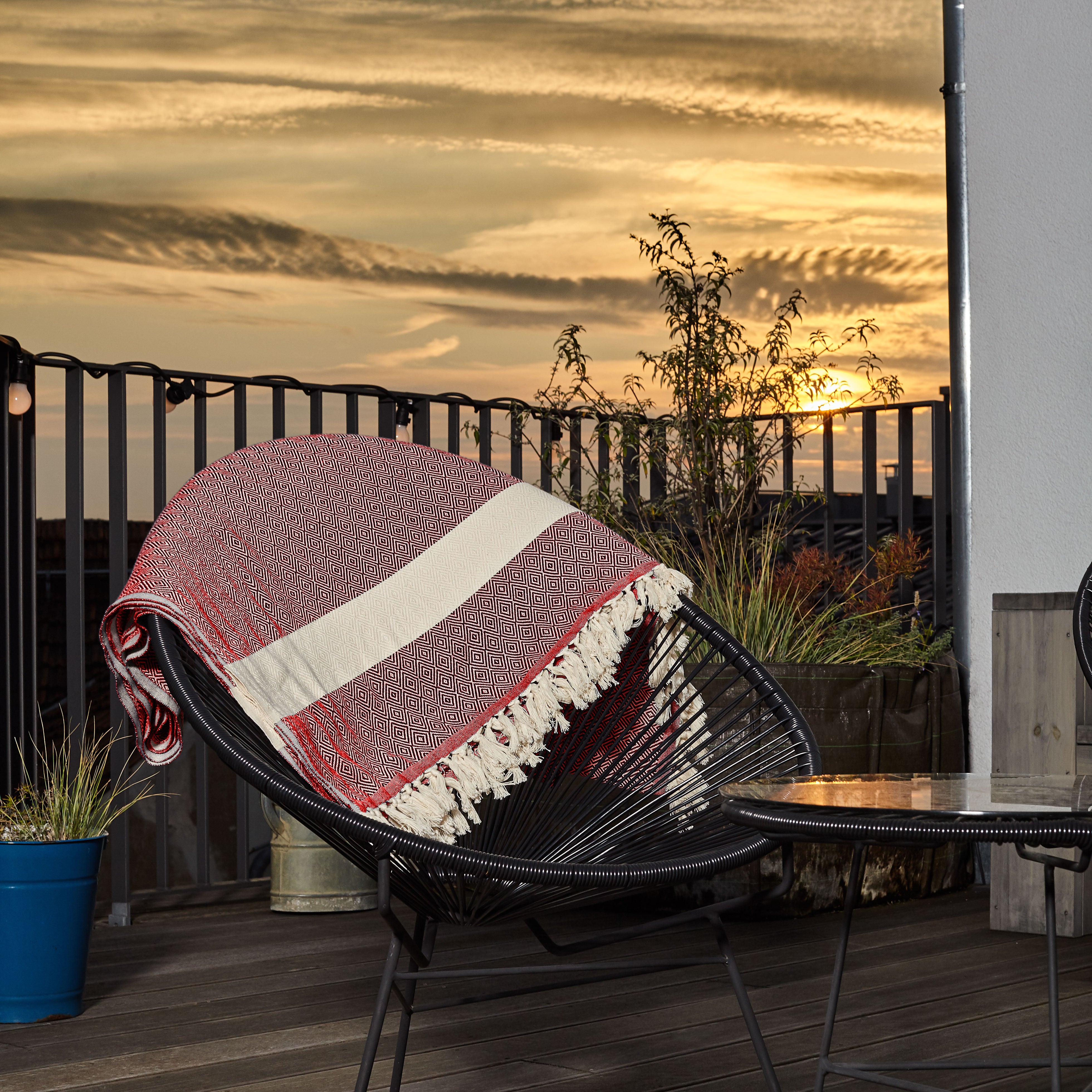 Baumwolldecke / Tagesdecke aus 100 % Baumwolle - ca. 200 x 240 cm - Rubin Rot