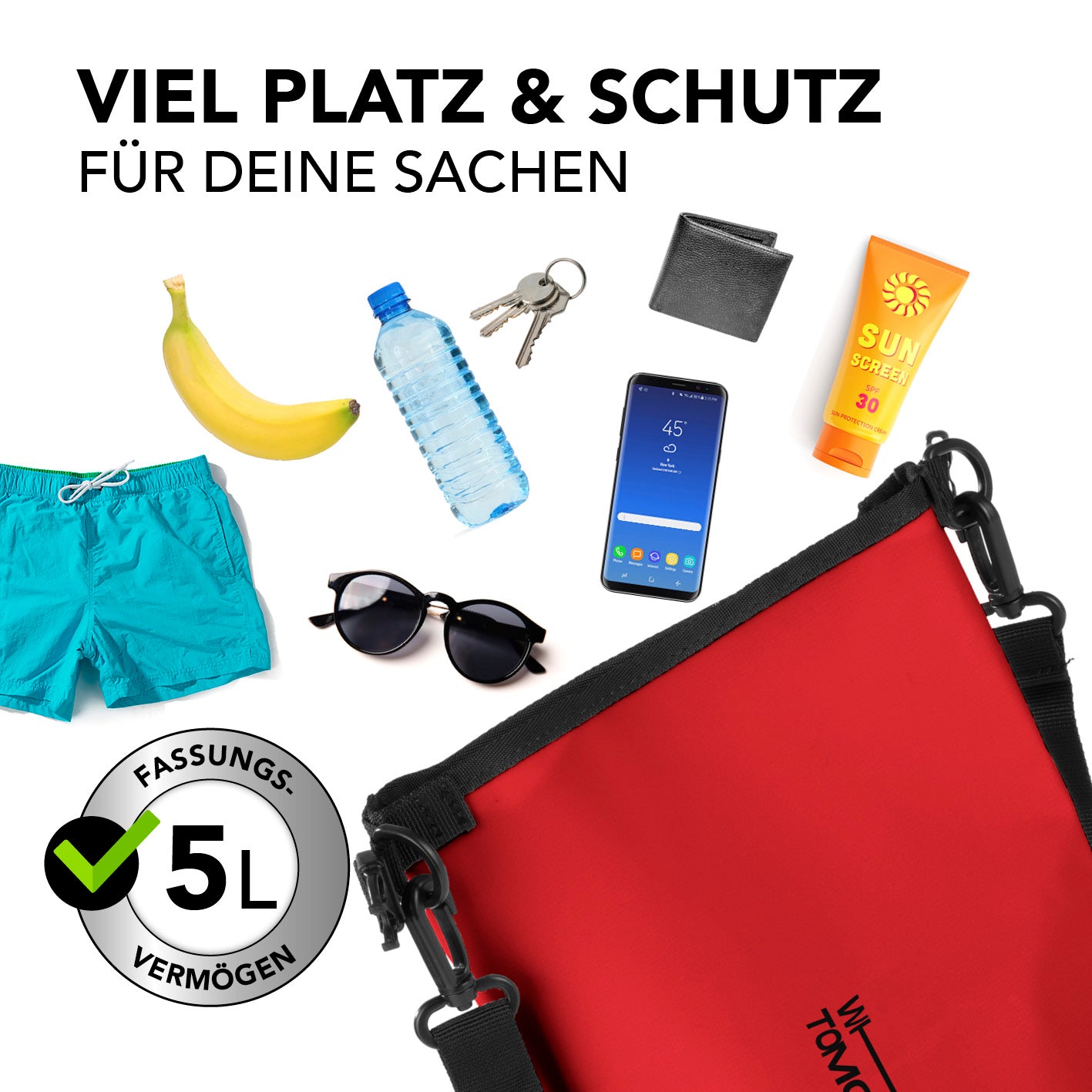 Dry Bag 5L - Style 02 - Rot