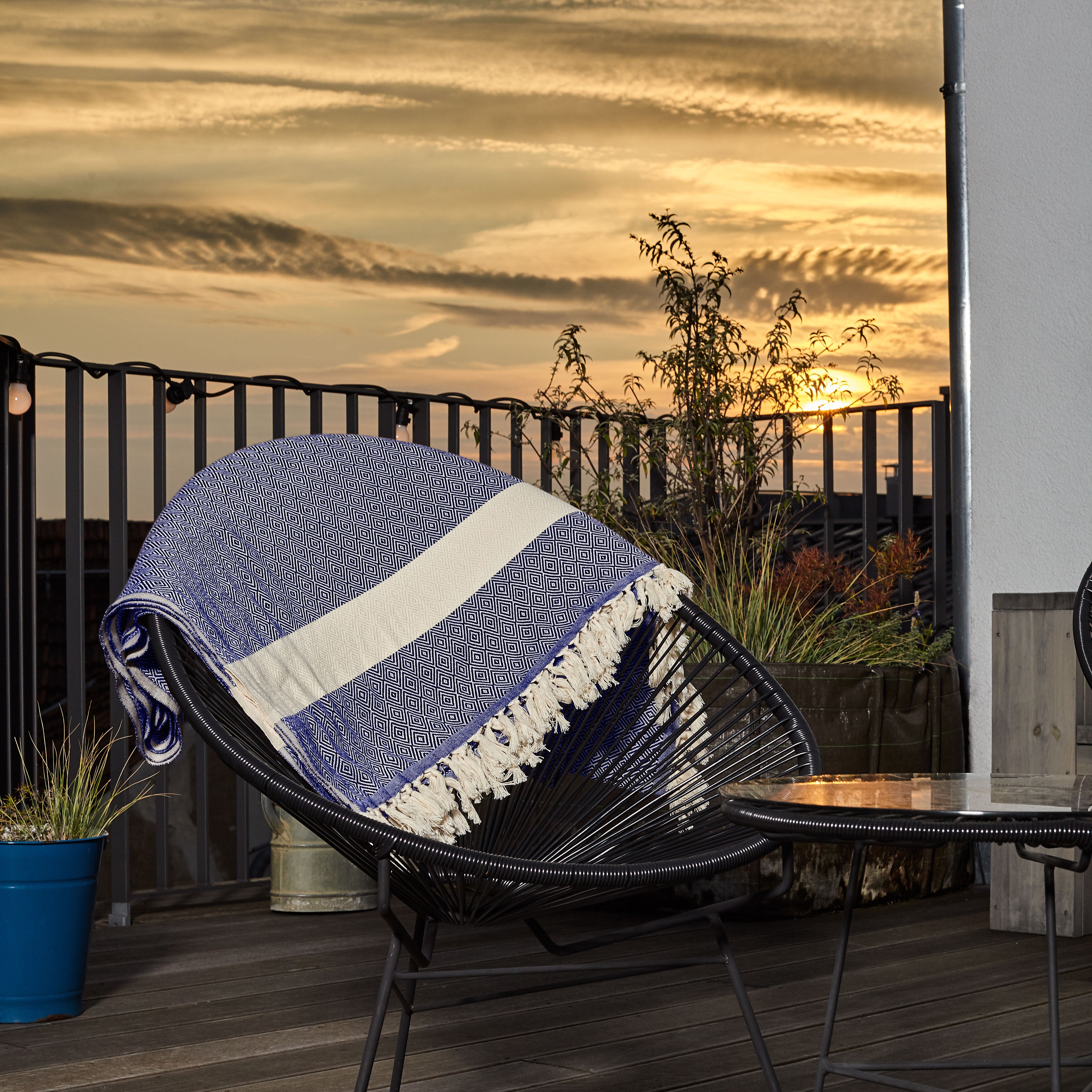 Baumwolldecke / Tagesdecke aus 100 % Baumwolle - ca. 200 x 240 cm - Marineblau
