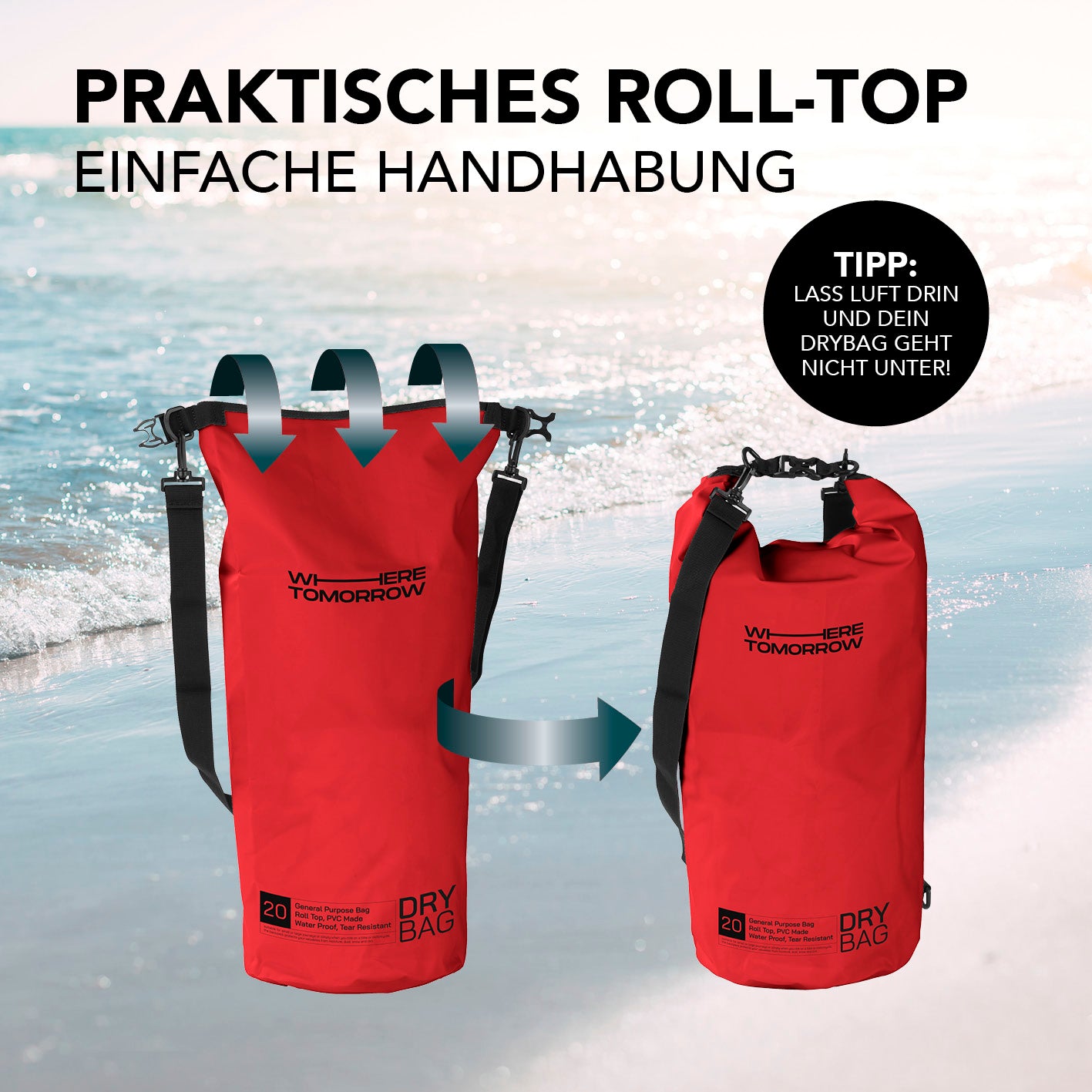 Dry Bag 20L - Style 01 - Rot