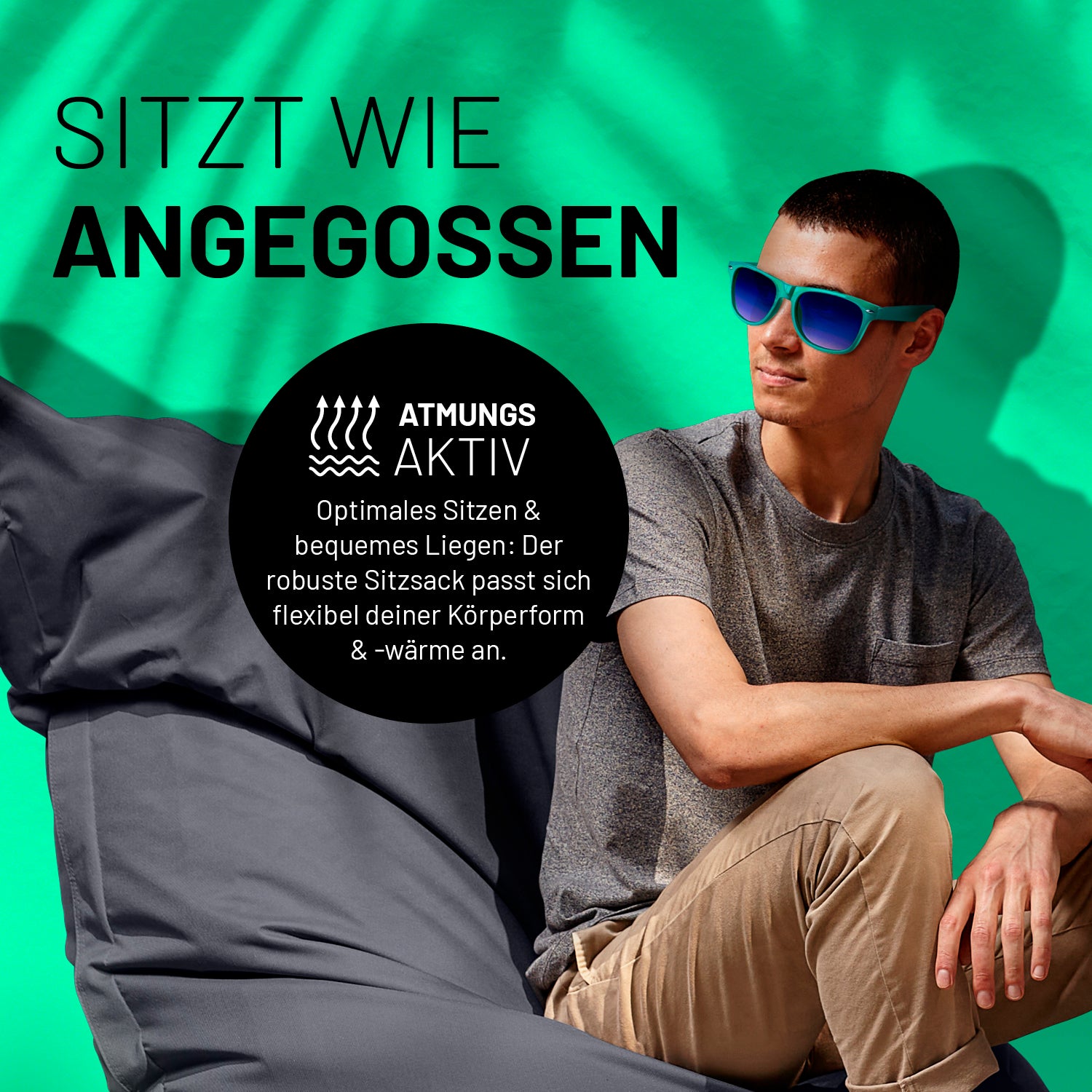 Sitzsack Classic XXL (380 L) - indoor & outdoor - Stahlgrau