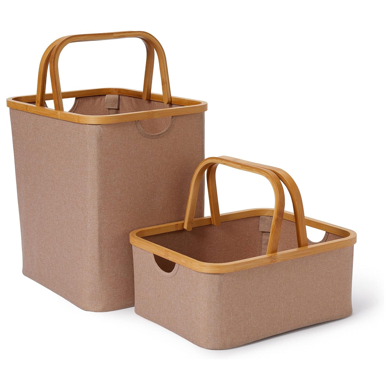Bambus-Rahmen-Aufbewahrungskorb - 2er-Set - Taupe