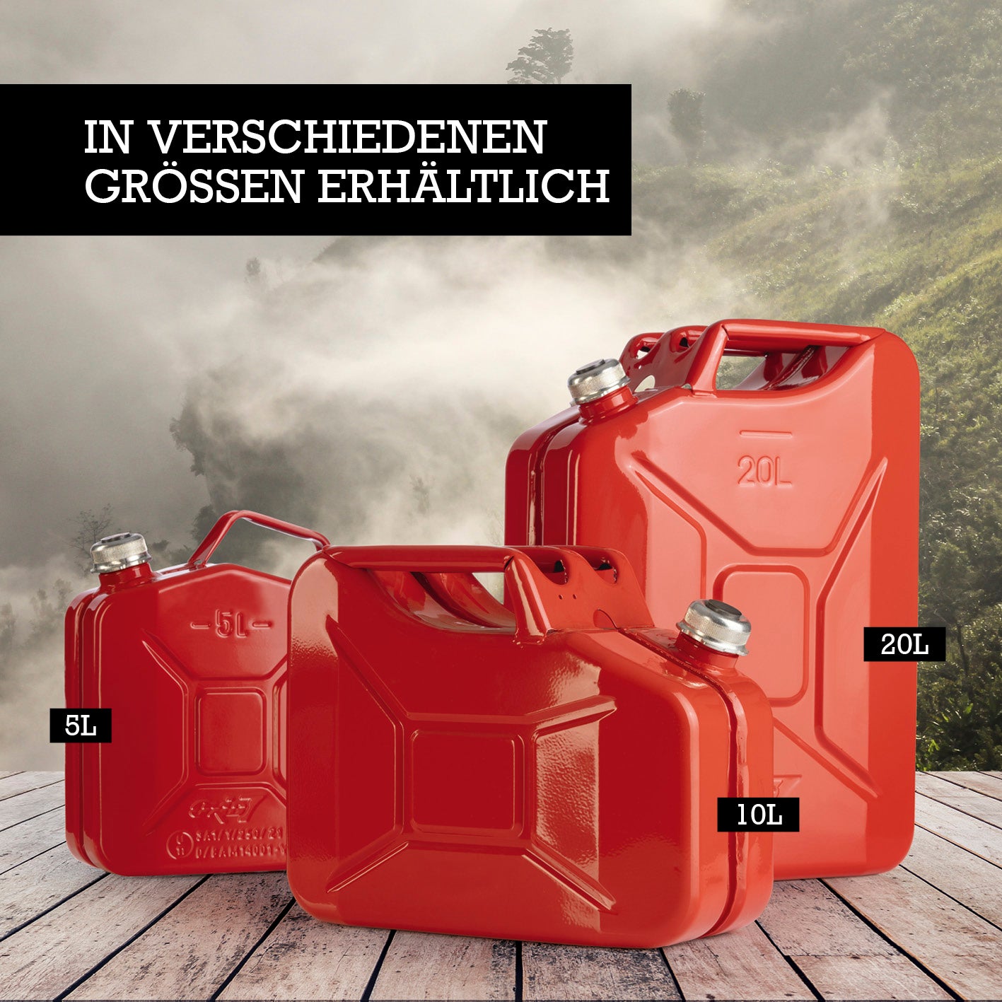Metall-Kraftstoffkanister mit Schraubverschluss - 20 Liter - Rot