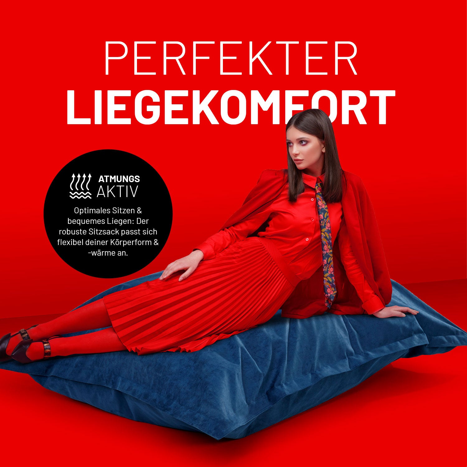 XXL Microvelours Sitzsack (380 L) - indoor - Dunkelblau