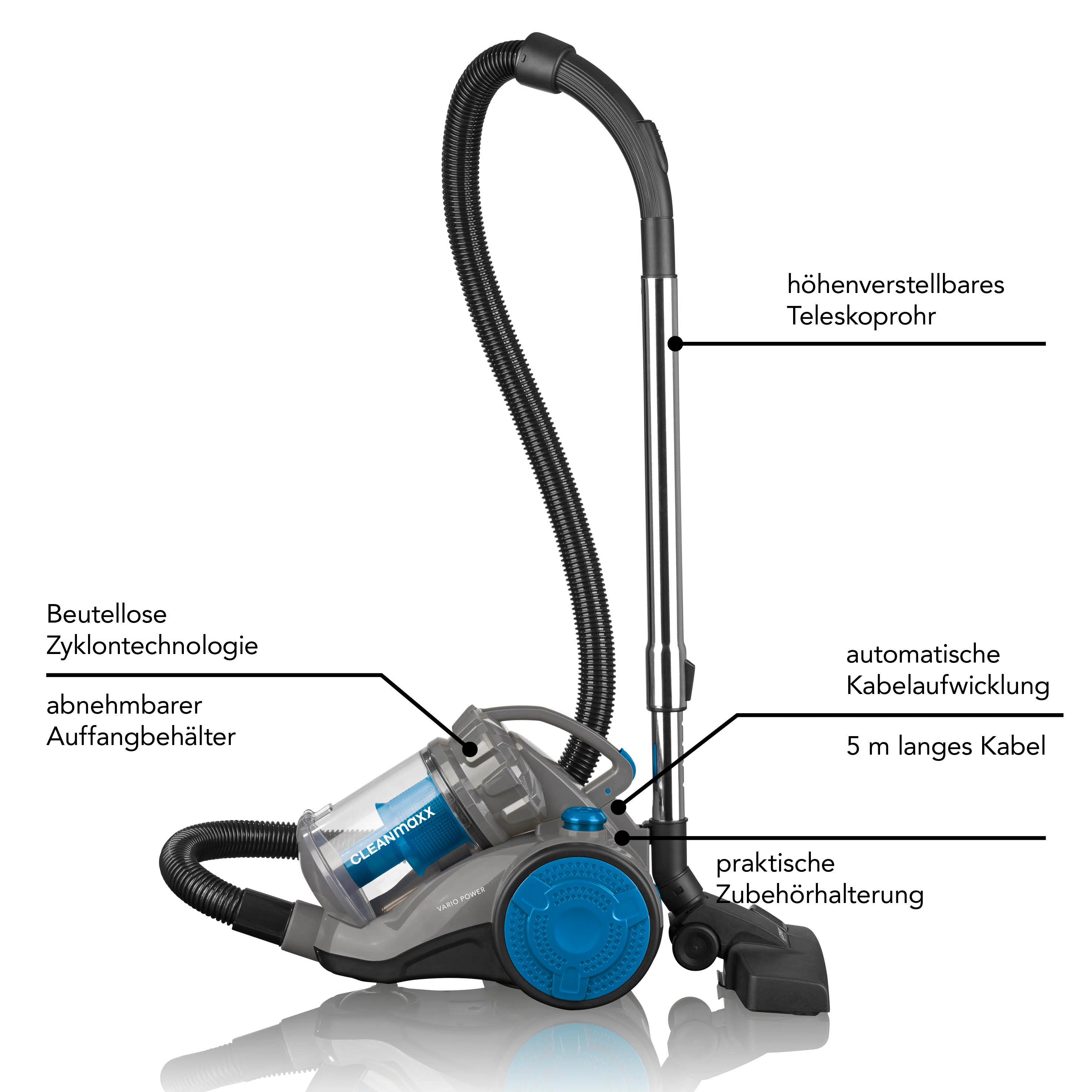 Multi-Zyklon-Staubsauger 800W - schwarz/blau