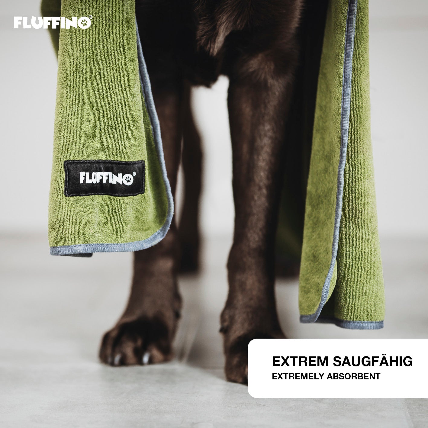 Hundehandtuch Mikrofaser – 2er-Pack - 120 x 70 cm - Grau & Grün