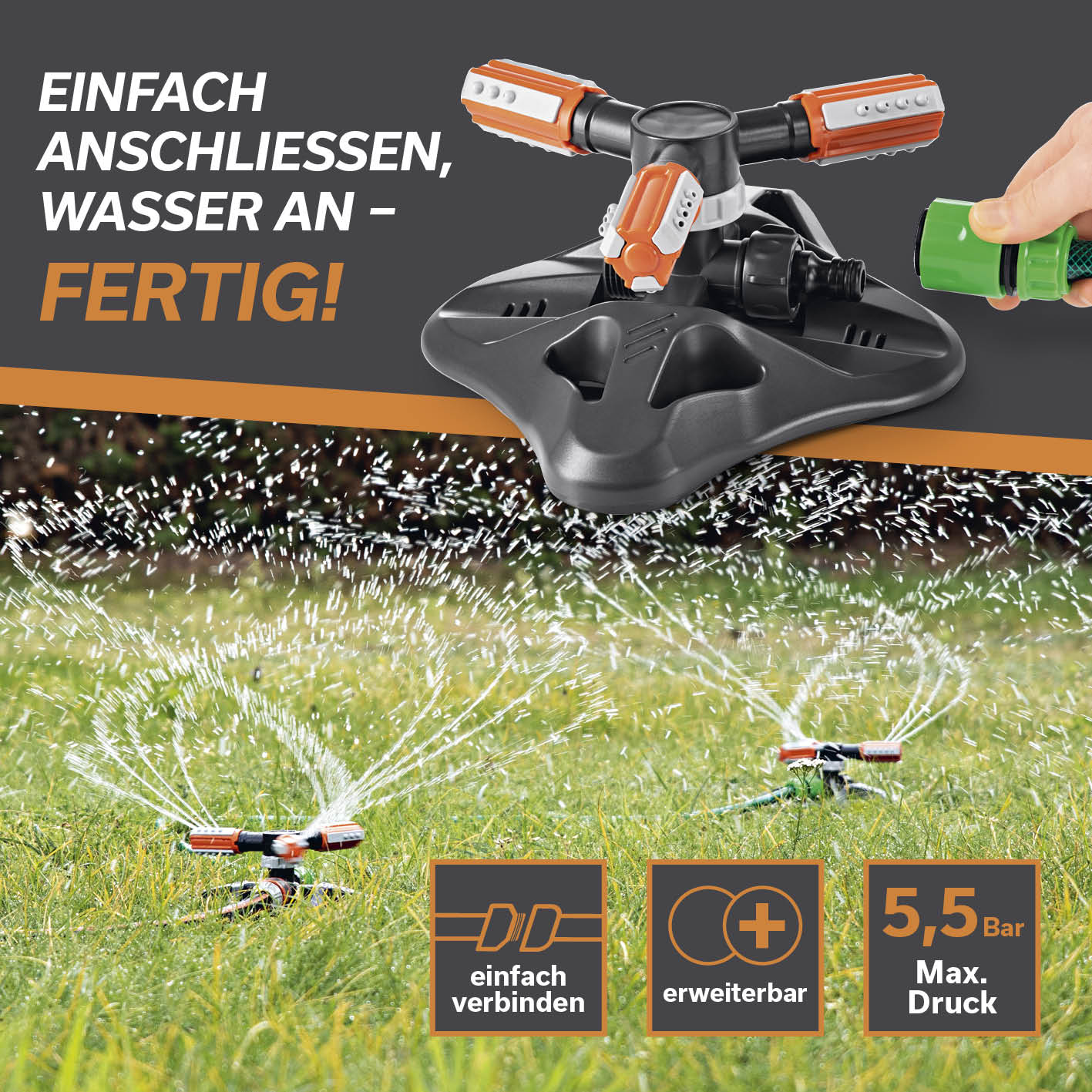 360°-Gartensprinkler - 2er-Set