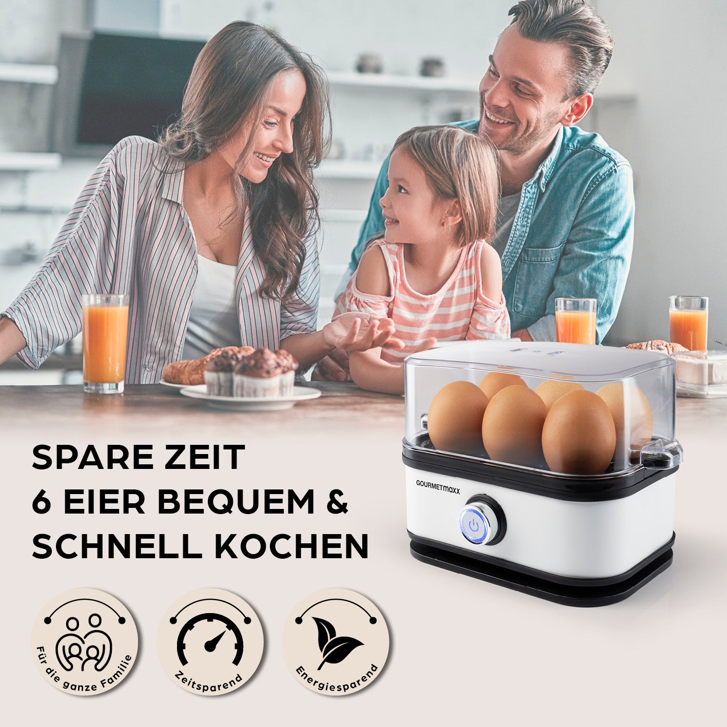 Design-Eierkocher 6 Eier - Weiß