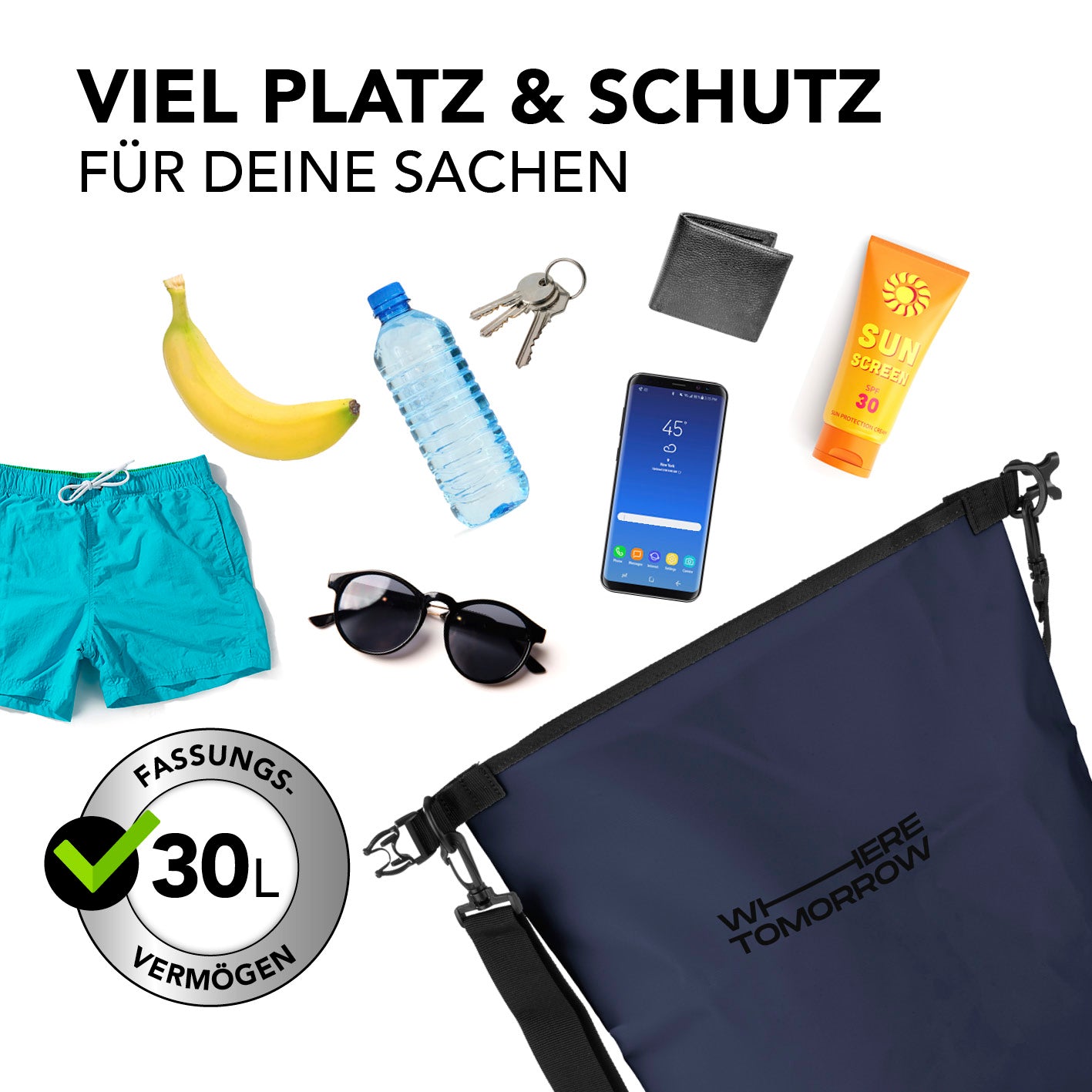 Dry Bag 30L - Style 01 - Dunkelblau