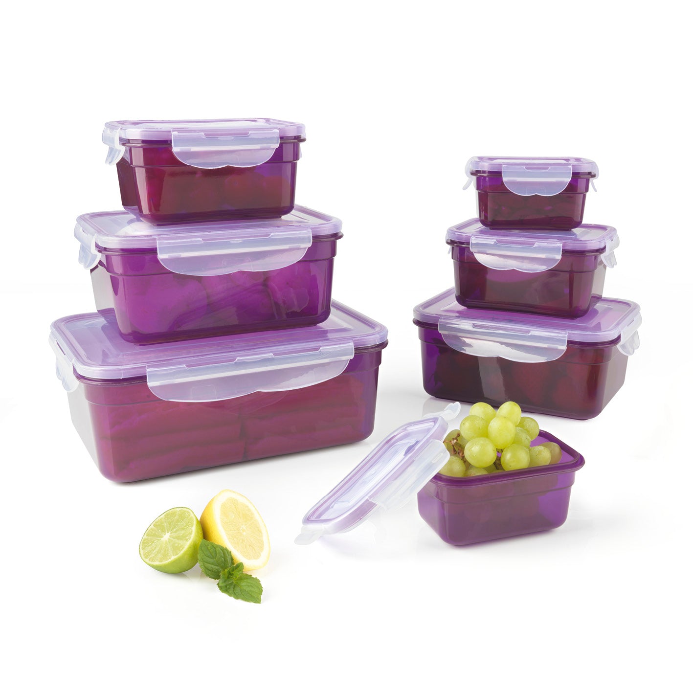 GOURMETmaxx Frischhaltedosen Klick-it - 14-tlg. - lila/transparent