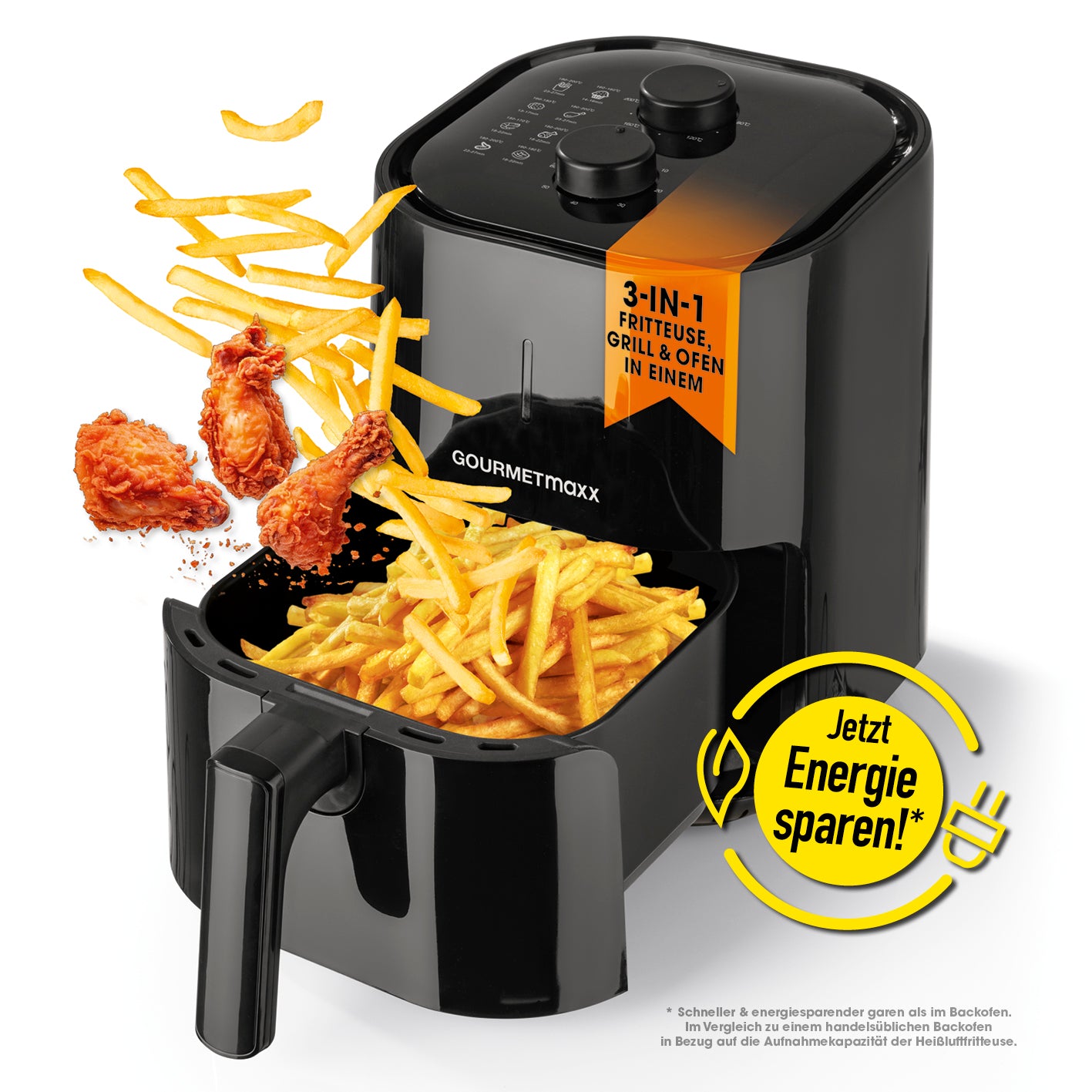 Heißluft-Fritteuse Mechanisch 3,6l - Schwarz