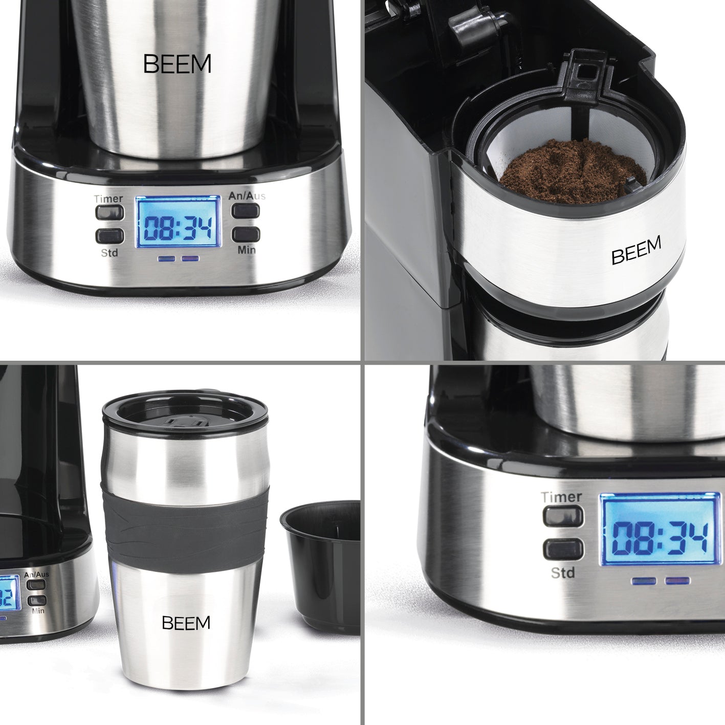 Single-Kaffeemaschine Thermo2Go - 750 Watt - Edelstahl/schwarz