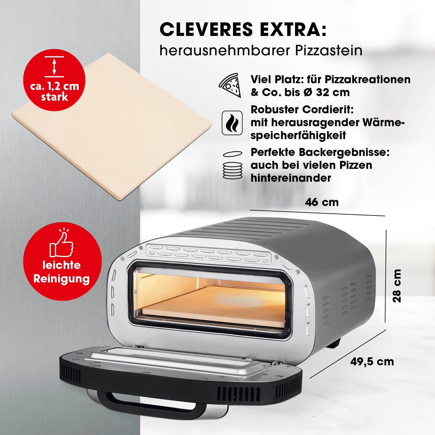 Elektro-Pizzaofen mit Pizzaheber