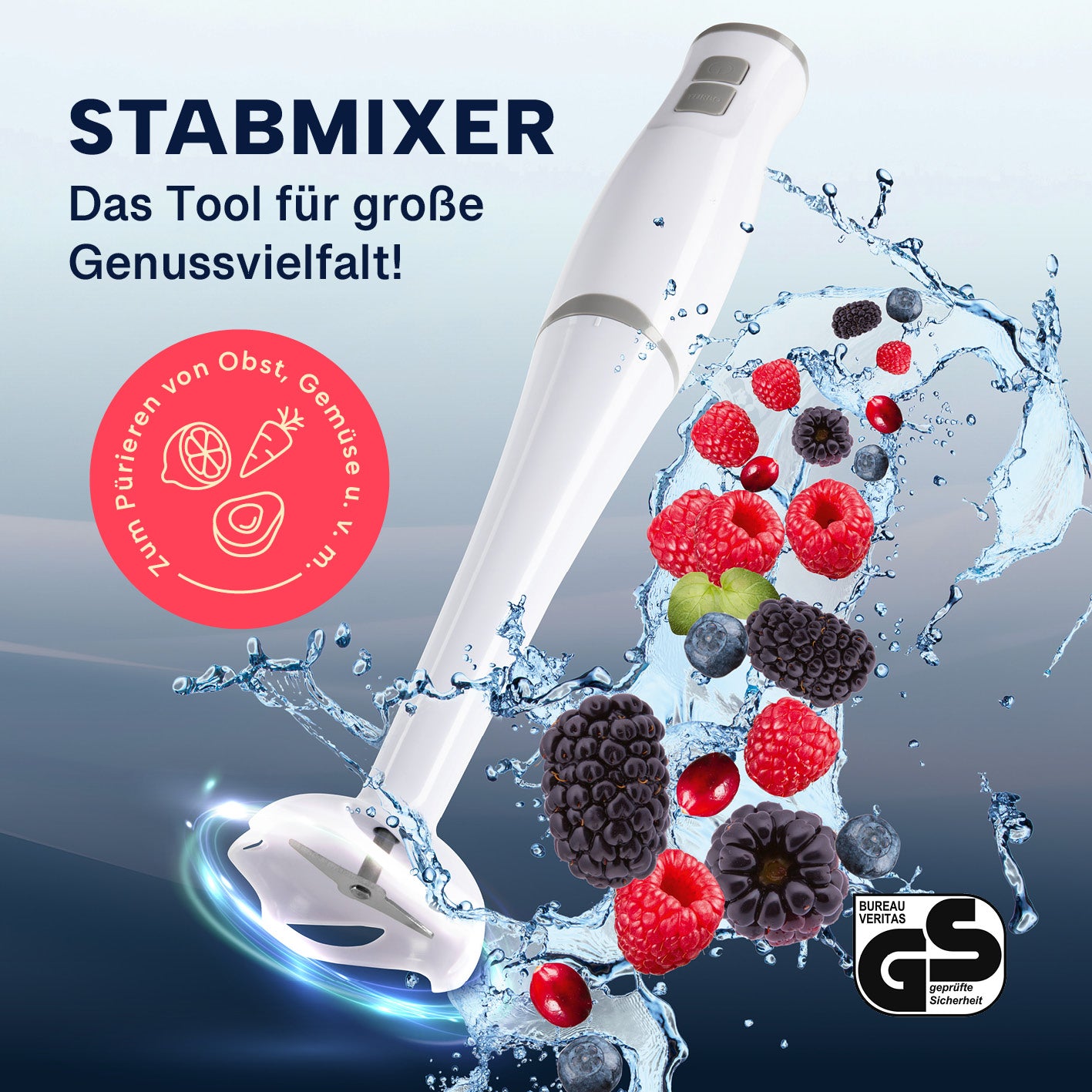 Stabmixer mit Messbecher - weiß/grau