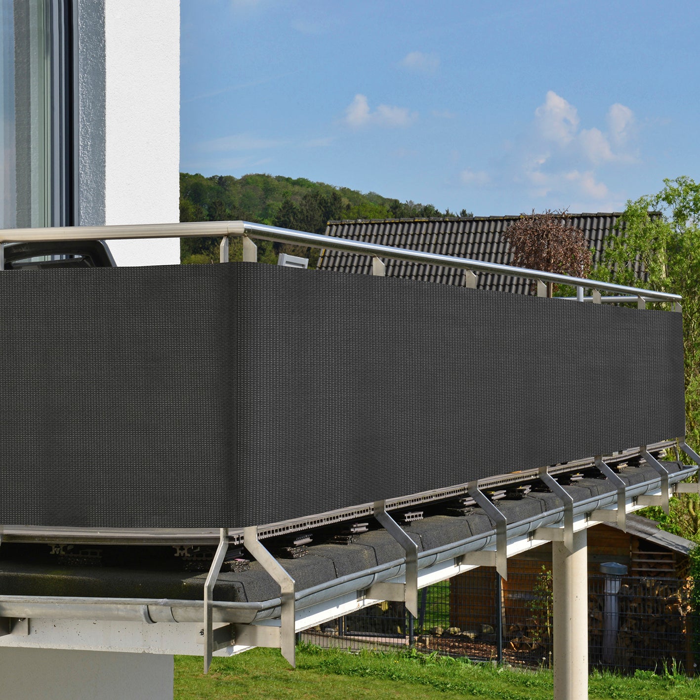 Polyrattan Sicht- und Windschutz in Anthrazit