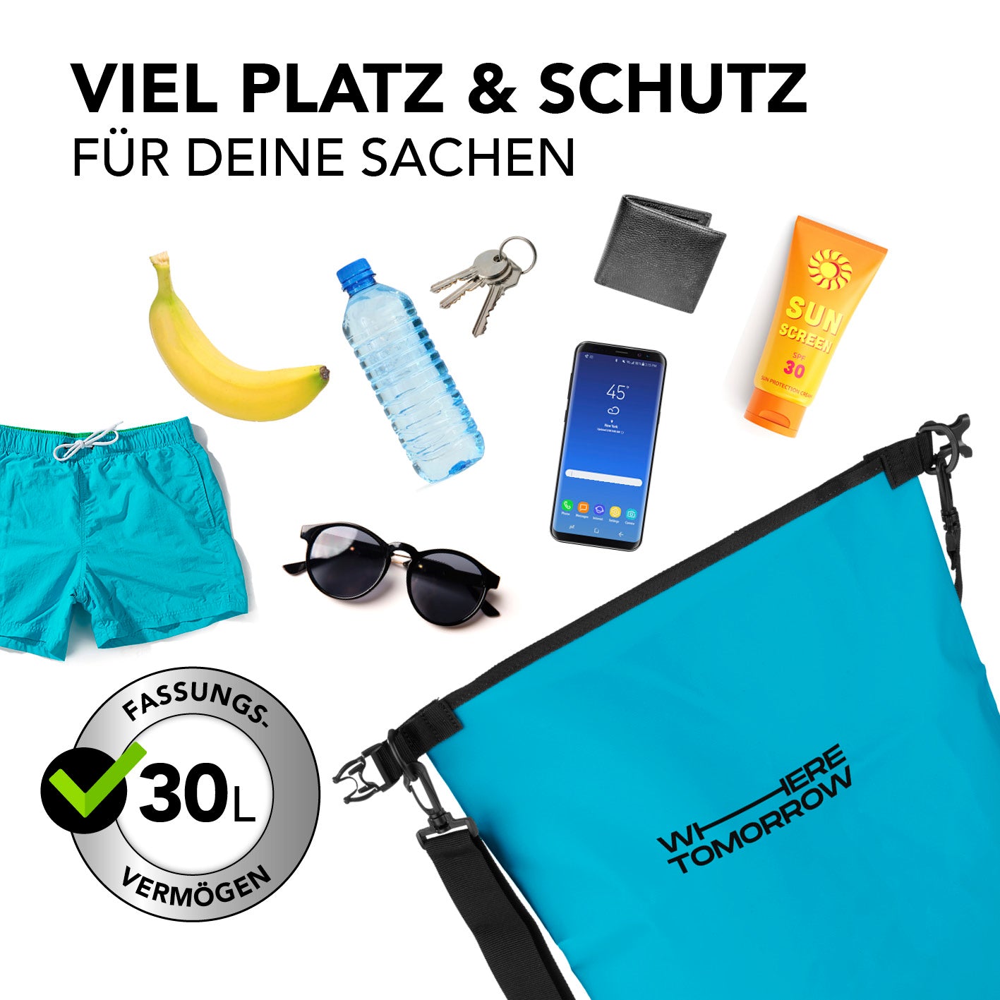Dry Bag 30L - Style 01 - Himmelblau