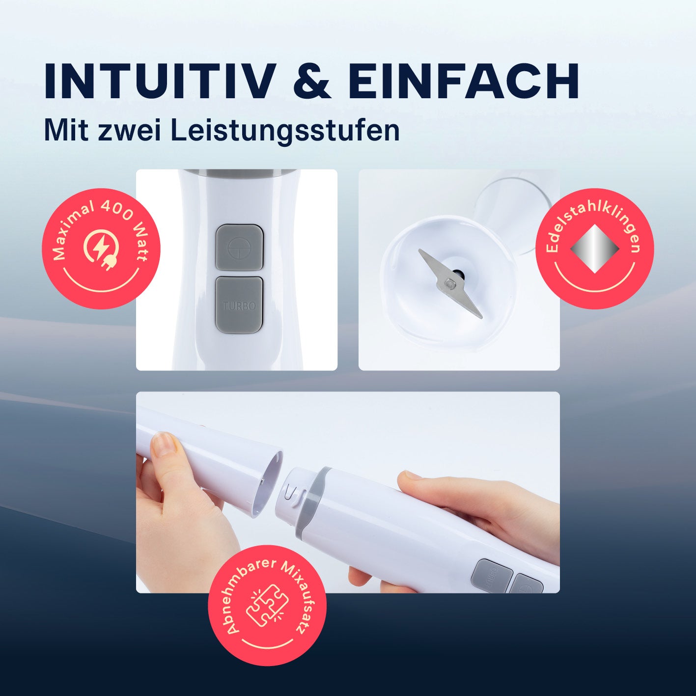 Stabmixer mit Messbecher - weiß/grau