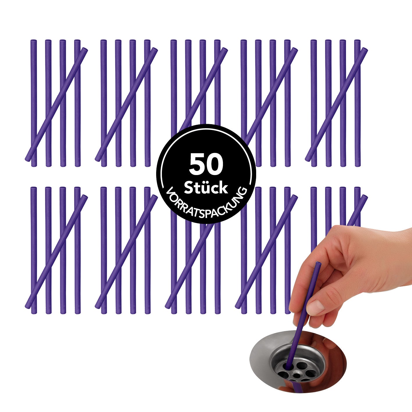 Abflussreiniger-Stick Lavendel - 50er-Set