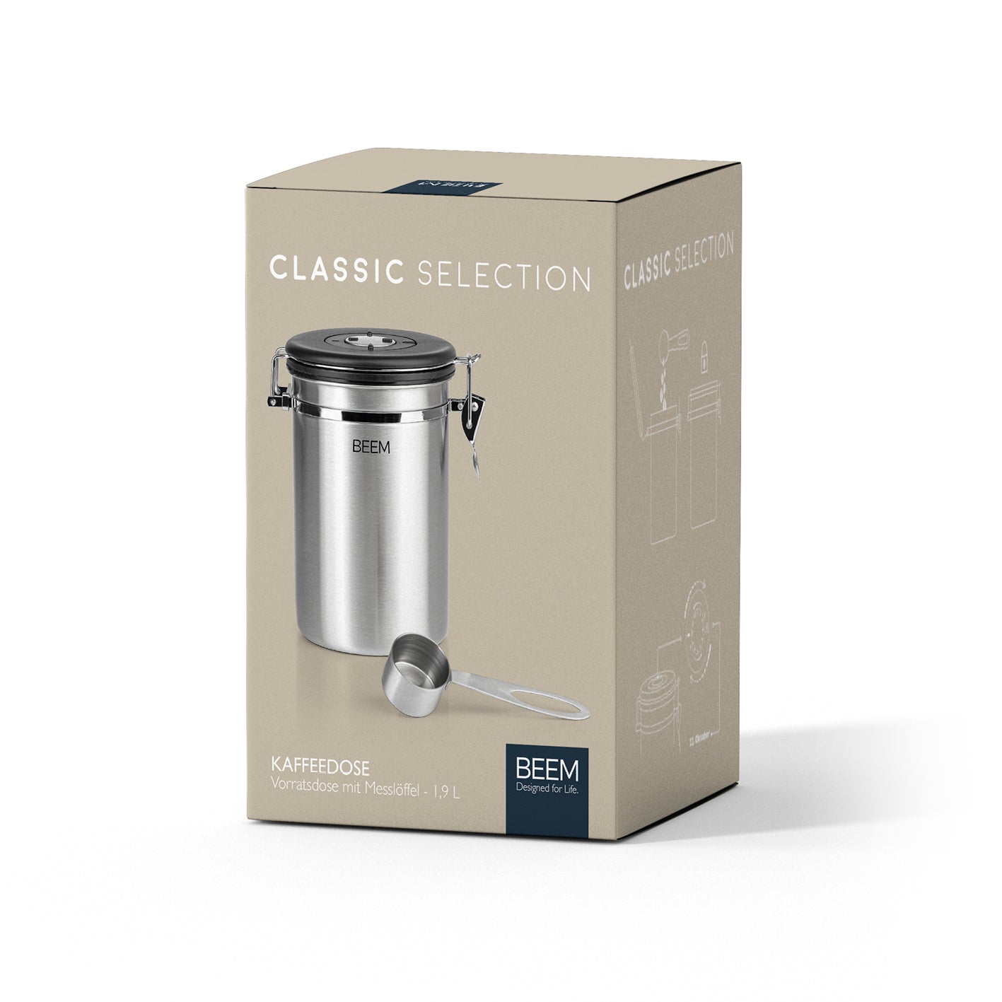 KAFFEEDOSE Vorratsdose mit Dosierlöffel - 1,9 l - 3er-Set