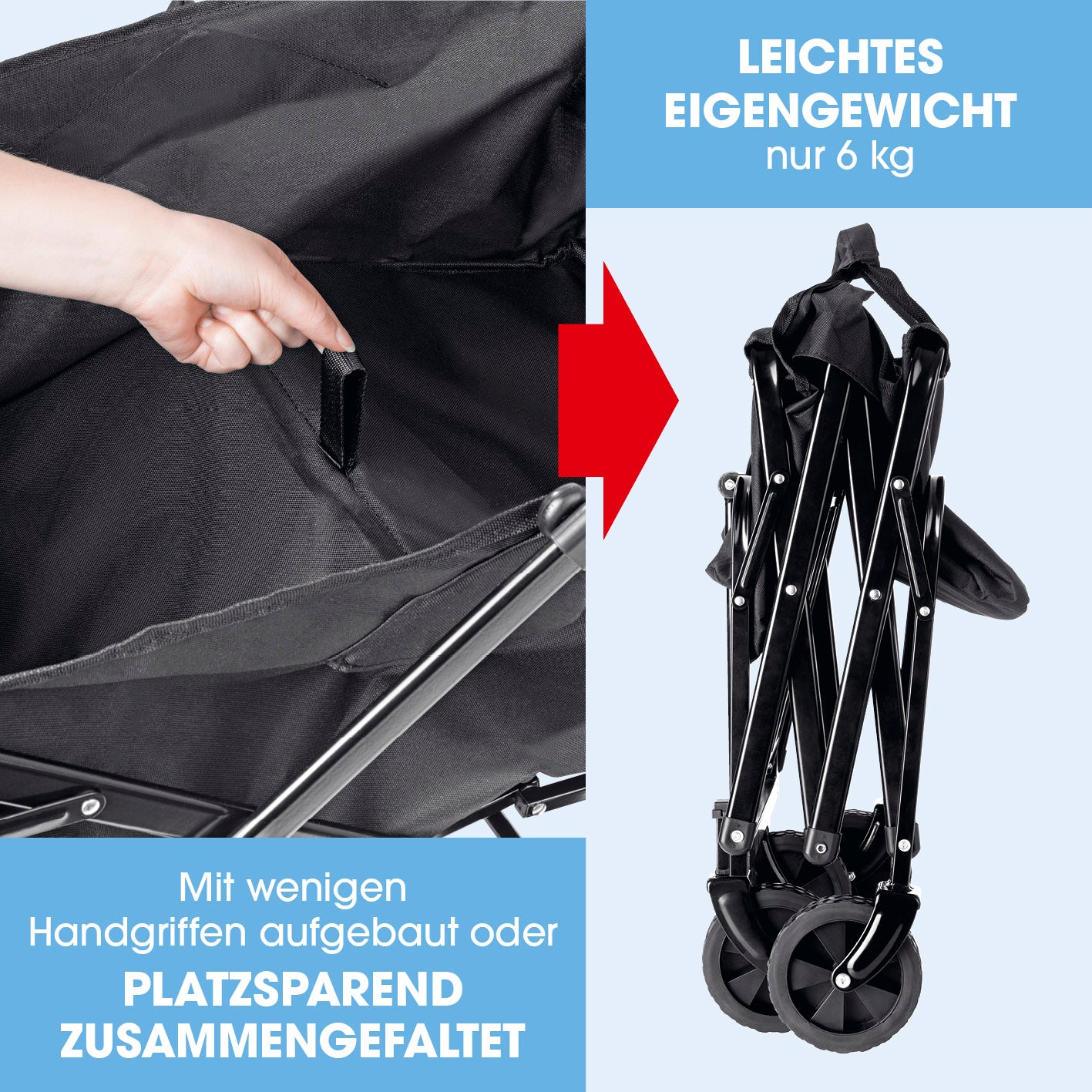 Bollerwagen mit kleinen Rädern - faltbar