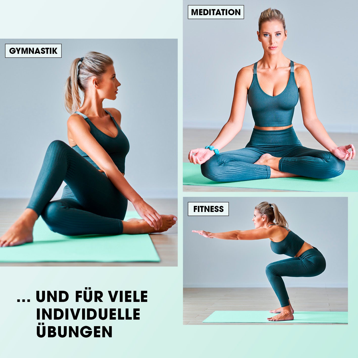 Fitness- und Gymnastikmatte - 183 x 61 x 1,5 cm - Türkis
