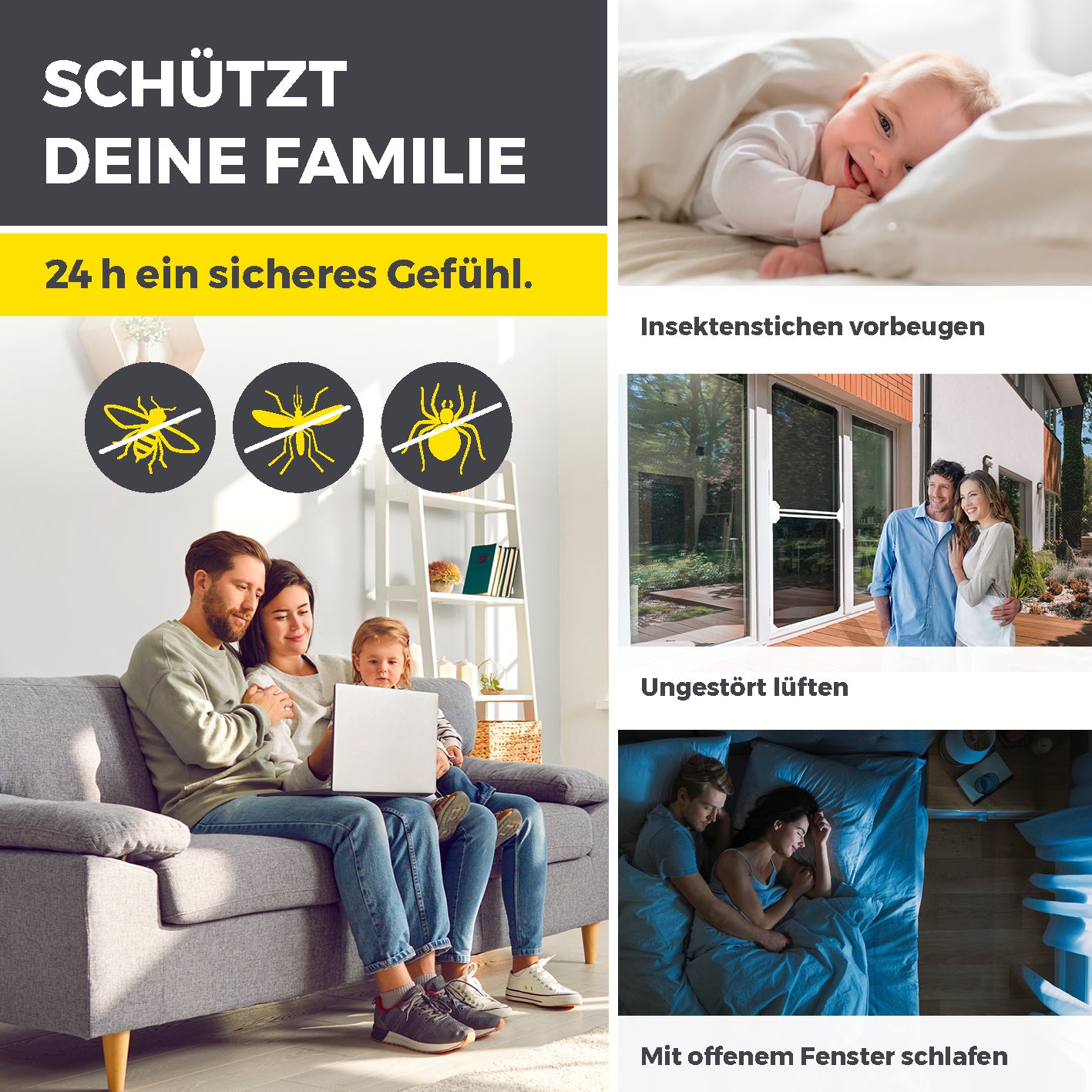 Teleskop-Insektenschutzgitter Schwingtür - Weiß