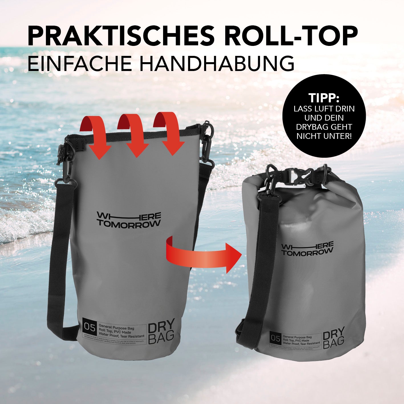 Dry Bag 5L - Style 01 - Grau