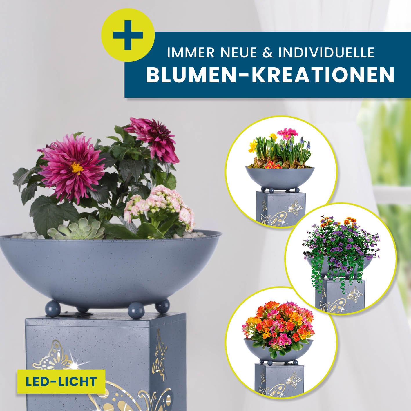 LED Pflanzsäule in 3D Beton-Optik