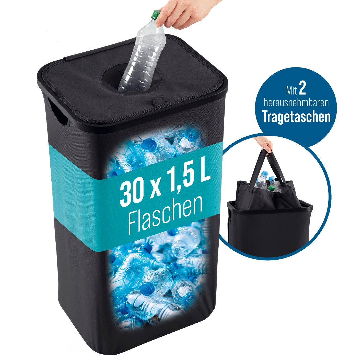 Pfandflaschen-Sammelbehälter - Schwarz