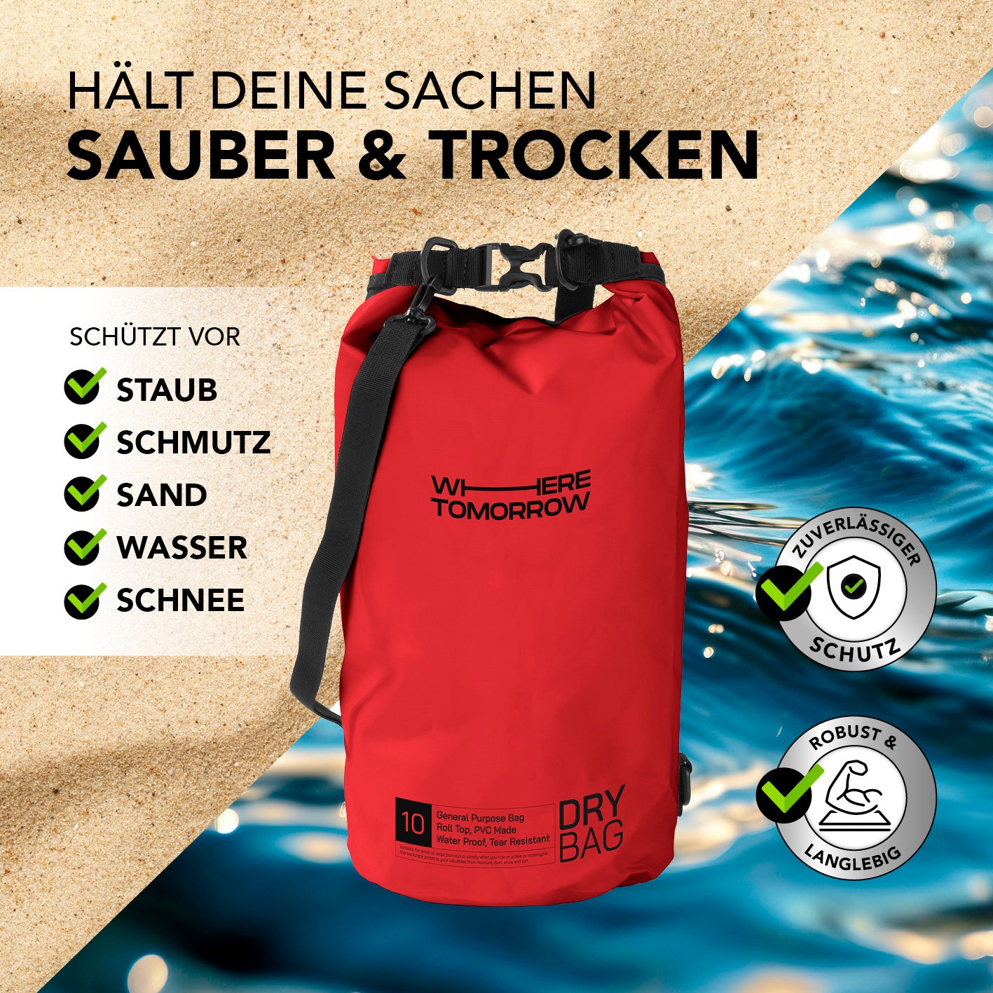 Dry Bag 10L - Style 01 - Rot