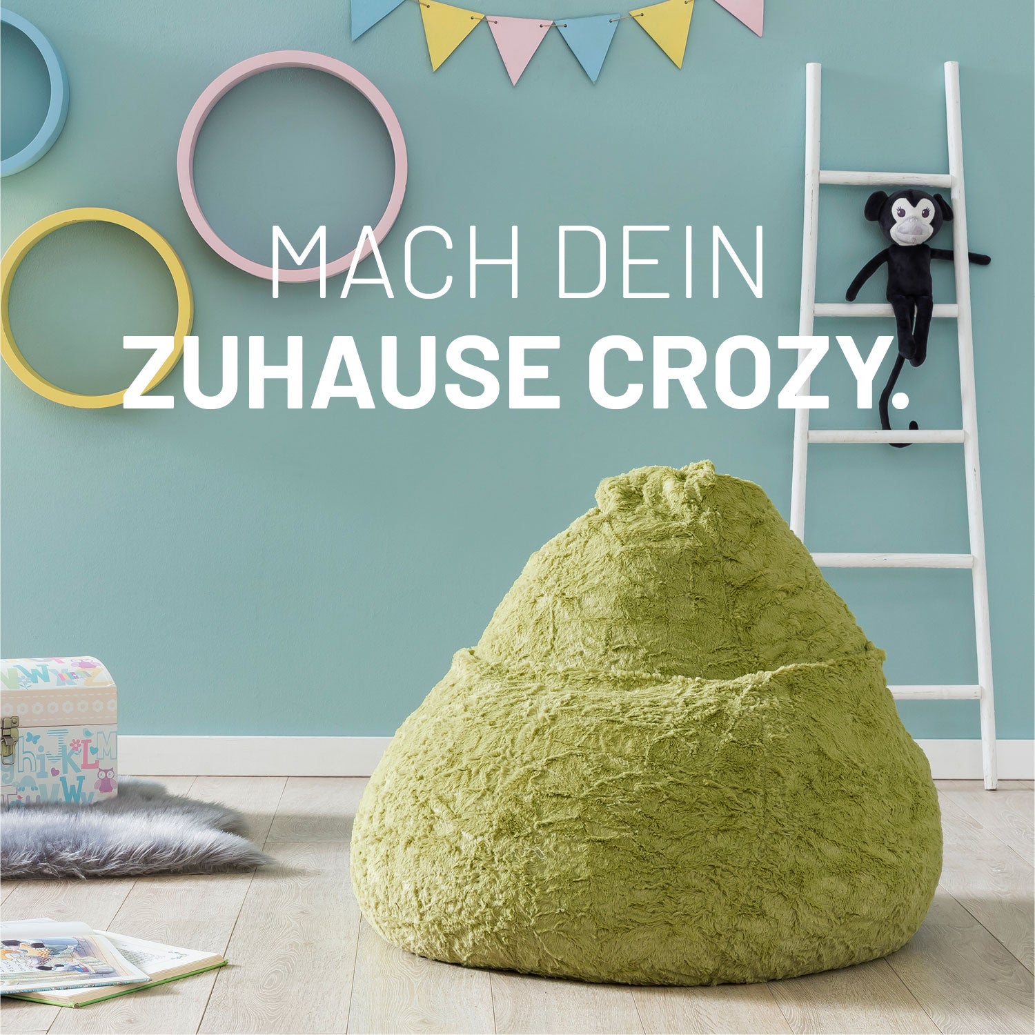 Luxury Fluffy Sitzsack (120 L) - indoor - Grün