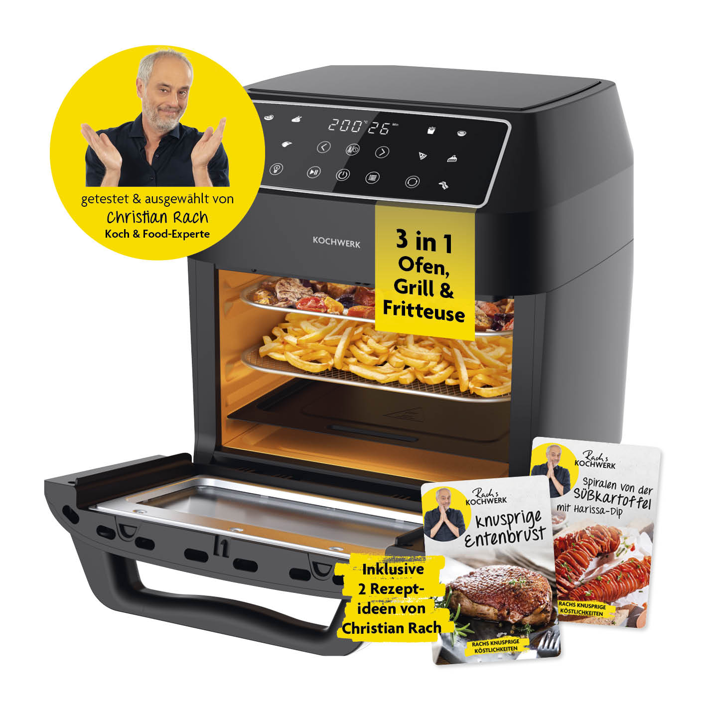 Rachs KOCHWERK Heißluft-Ofen Digital 12l 1700W