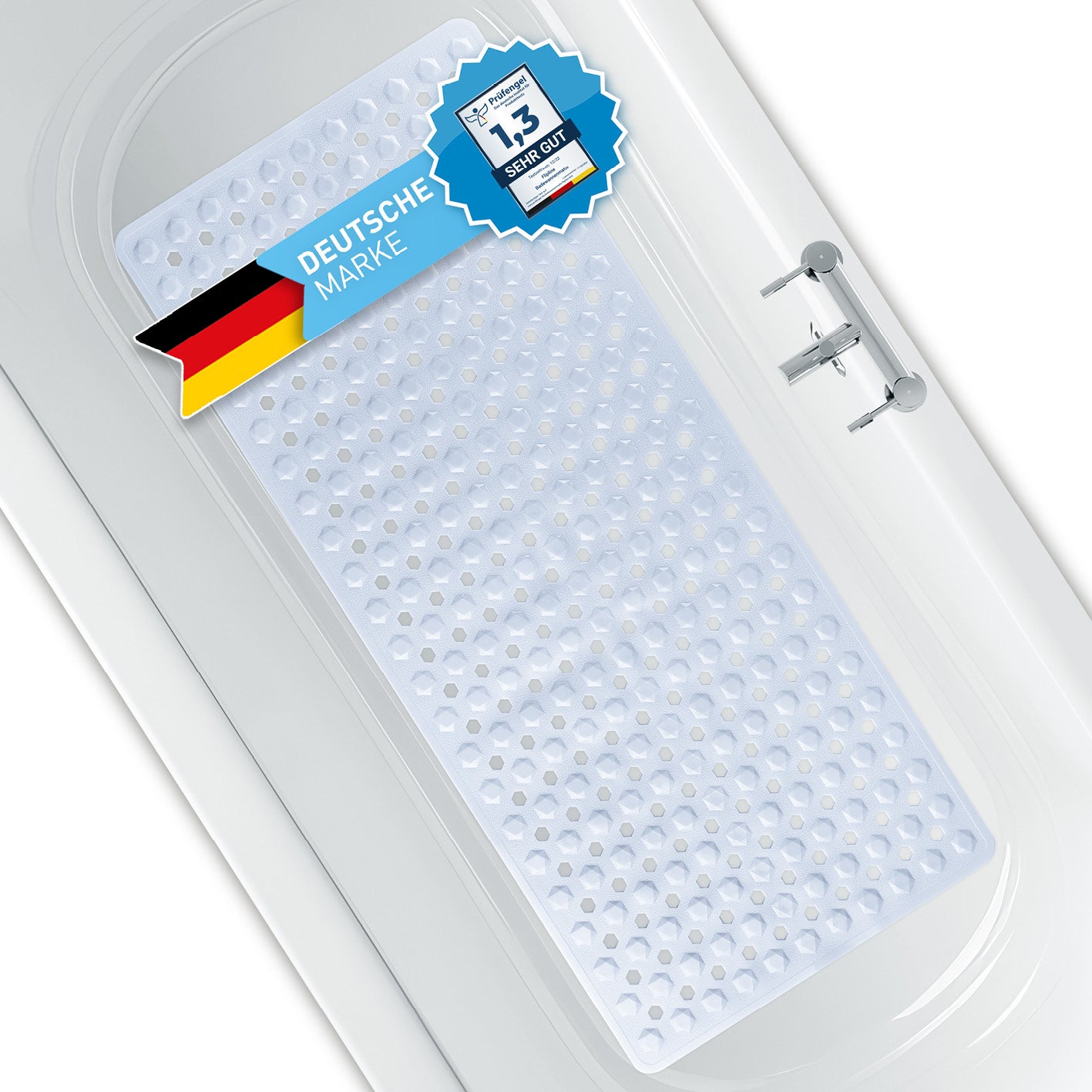 Badewannenmatte 88 x 40 cm – Weiß