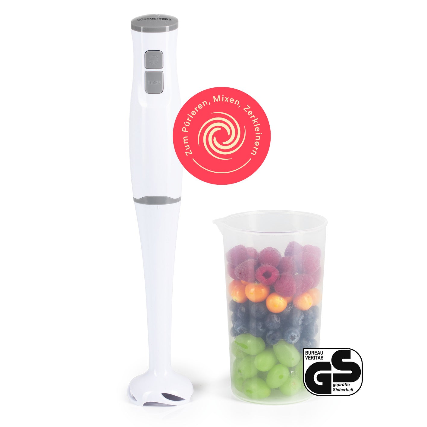 Stabmixer mit Messbecher - weiß/grau