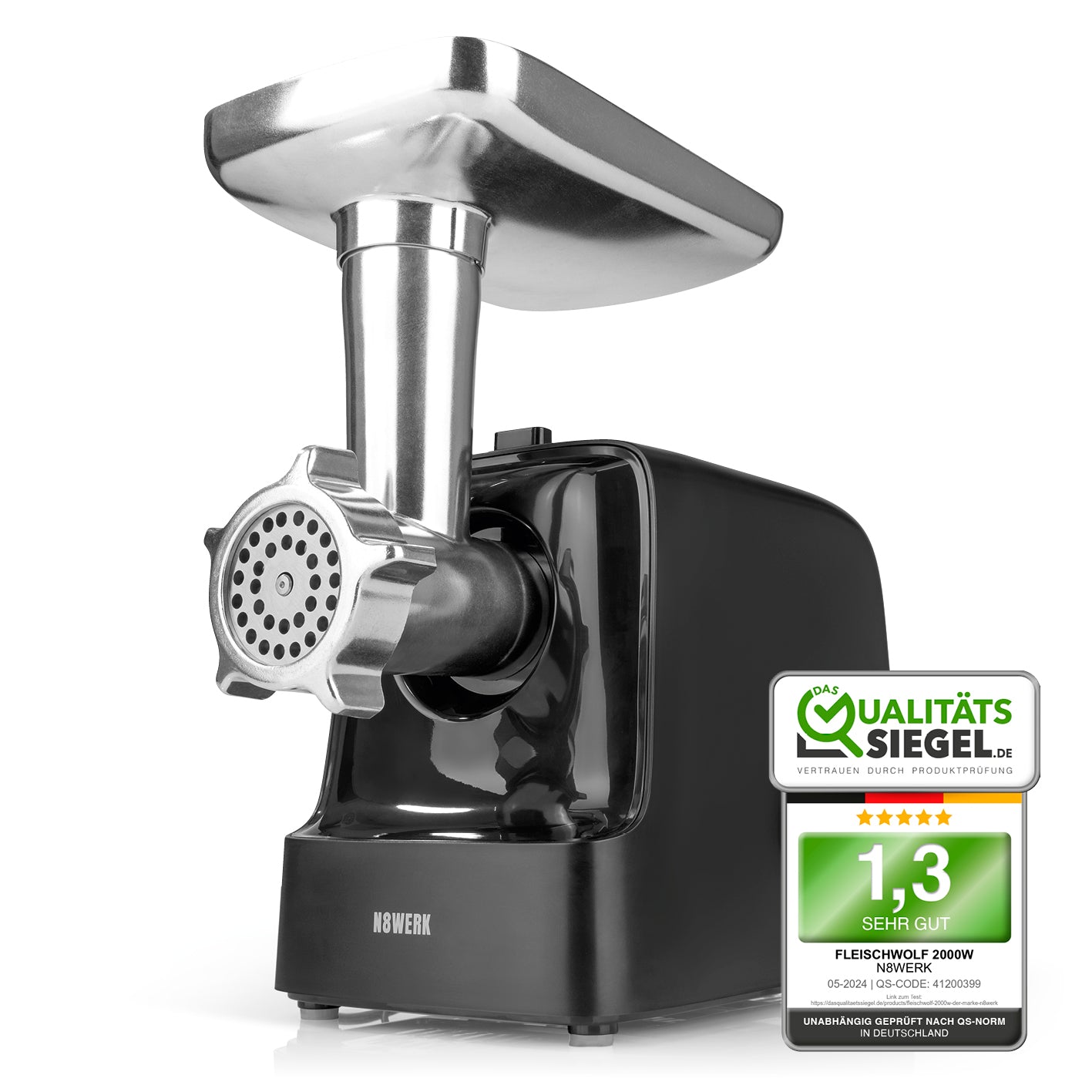 N8WERK Fleischwolf inkl. Rücklauf-Funktion - max. 2000 W - Midnight Edition