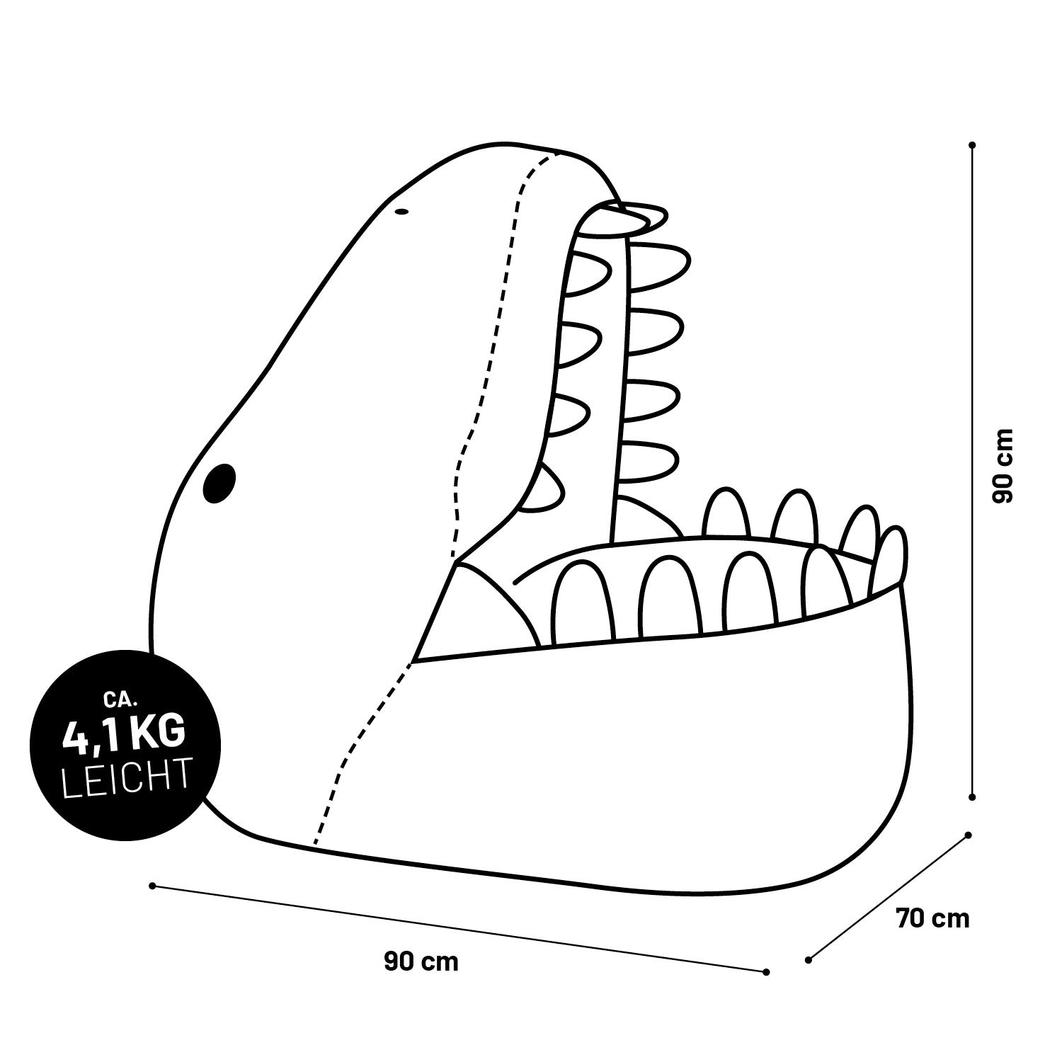 Kindersitzsack Animal Line Dino (270 L) - indoor & outdoor - Pastell Grün