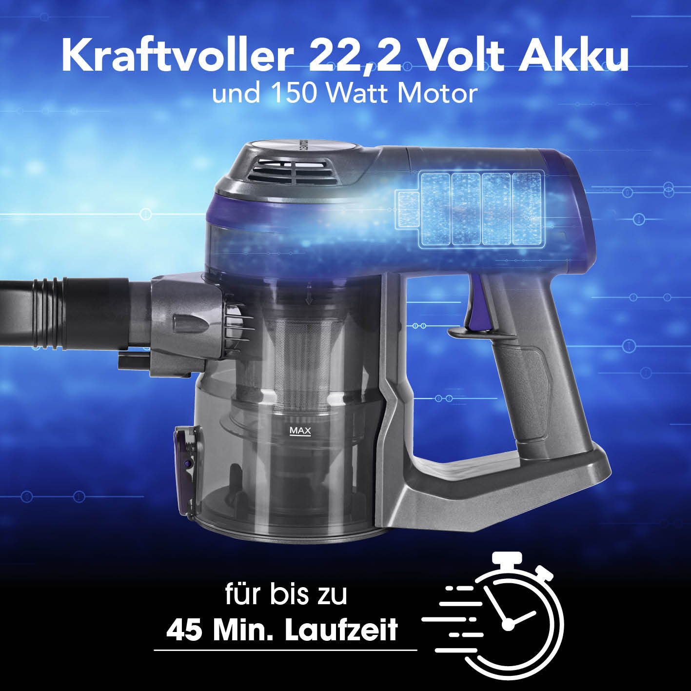Akku-Zyklon-Staubsauger - anthrazit/lila